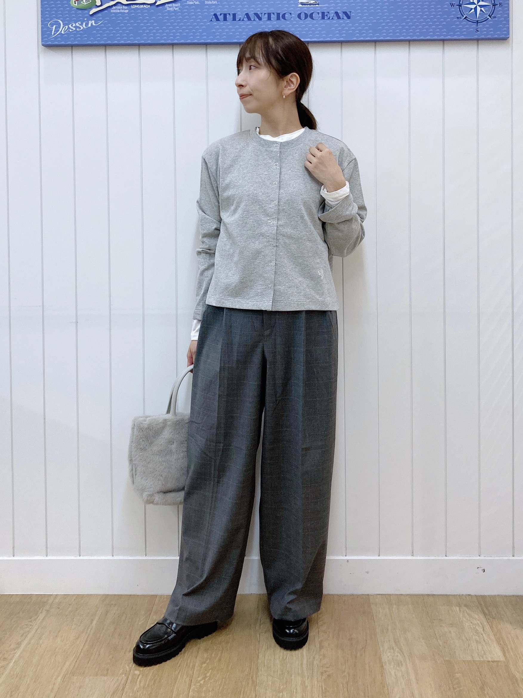 yoshiさんの「Dessin｜リングスナップミニ裏毛カーディガン」を使ったコーディネート