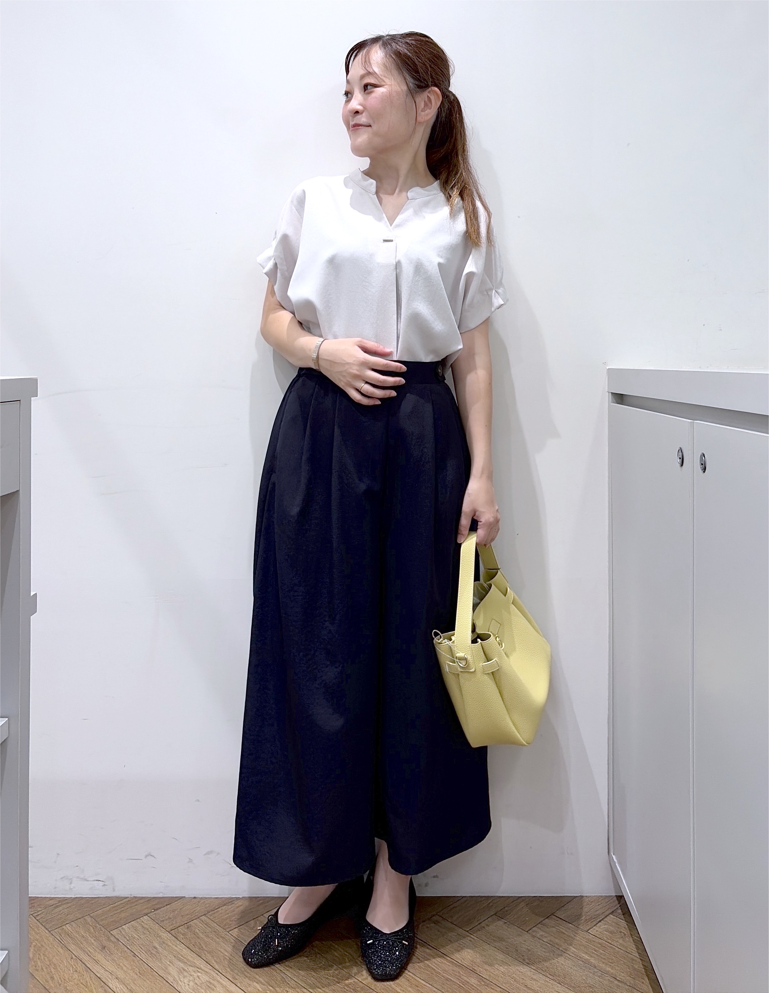 Junさんの「index｜【接触冷感／吸水速乾】タックスキッパーブラウス《防シワ／イージーアイロン／洗濯機OK／9col》」を使ったコーディネート