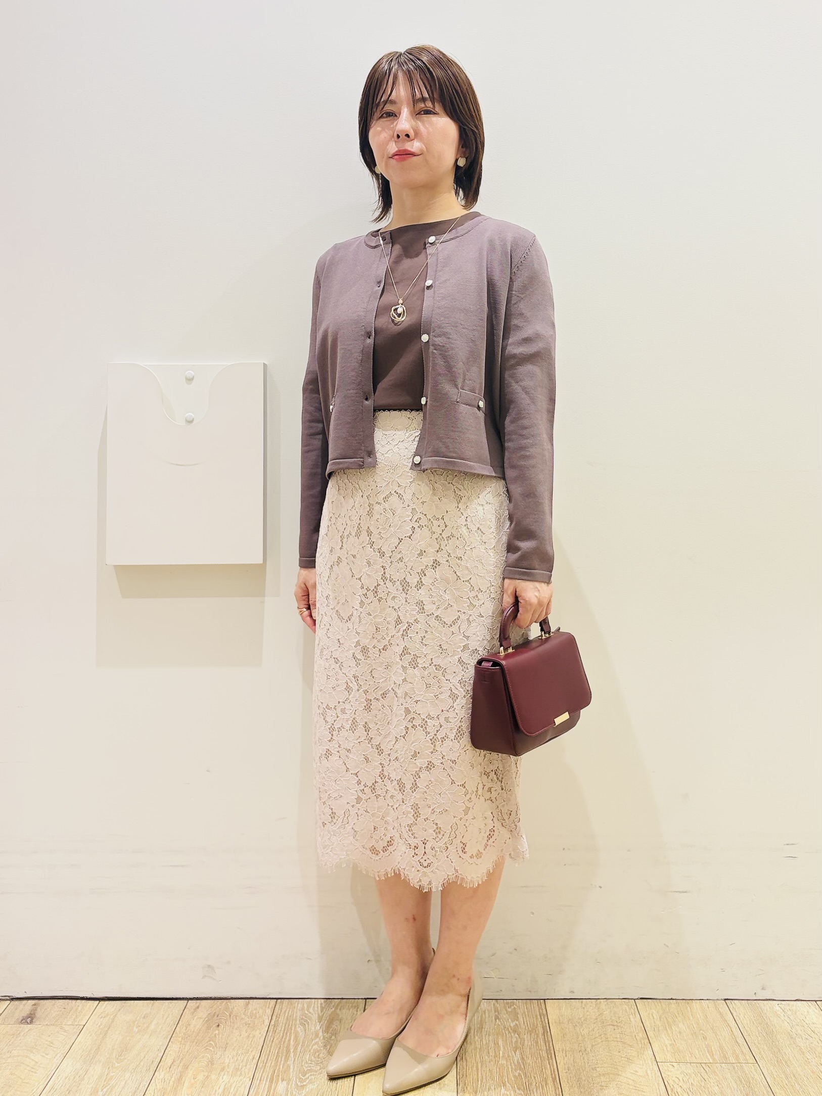 YUKOさんの「index｜【接触冷感／UVケア】ジャカードドッキングスリーブトップス《洗濯機OK》」を使ったコーディネート