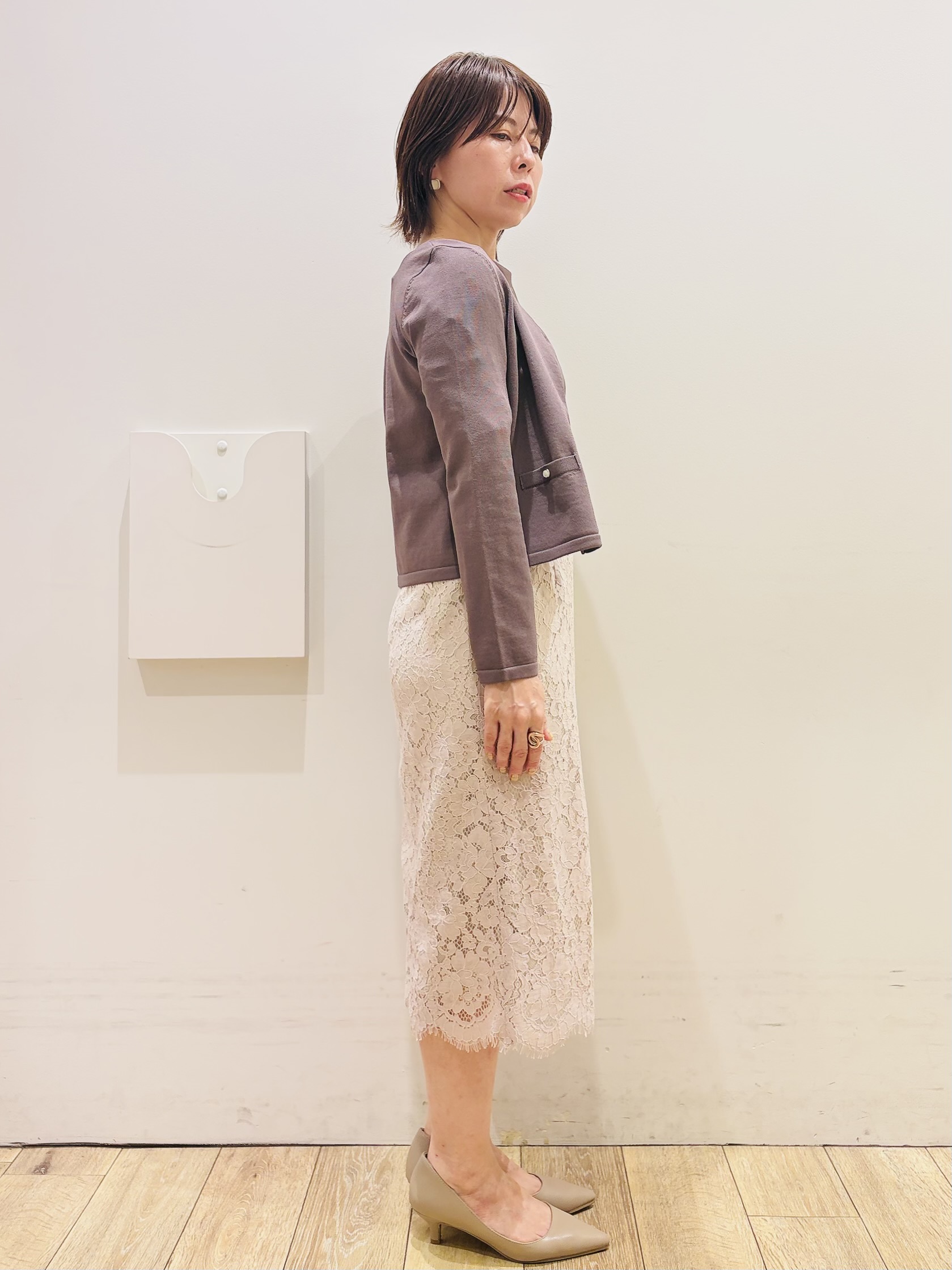 YUKOさんの「index｜【接触冷感／UVケア】ジャカードドッキングスリーブトップス《洗濯機OK》」を使ったコーディネート