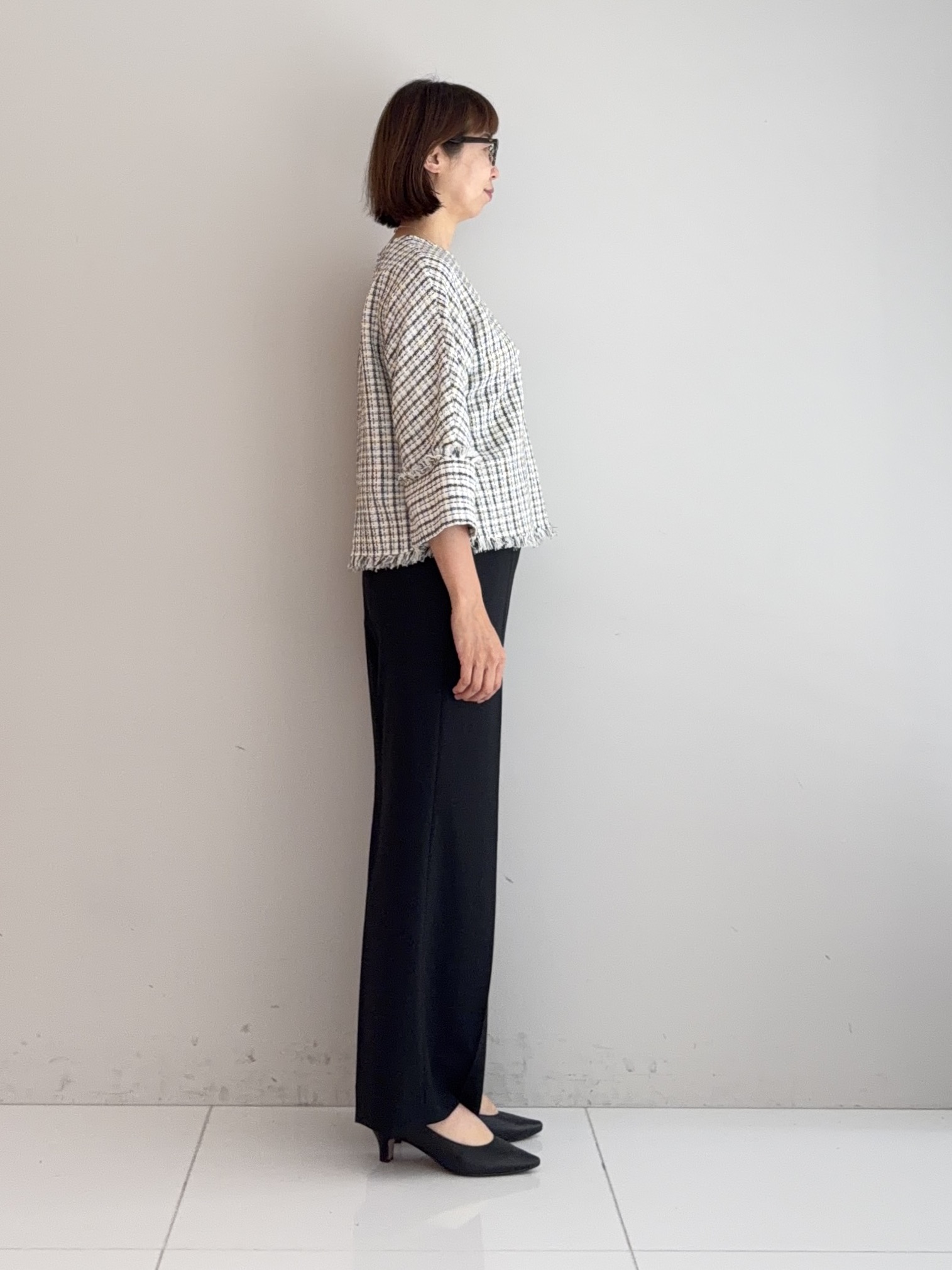 murayamaさんの「INDIVI｜【華やか／1枚でサマになる】上品ツイードブラウス」を使ったコーディネート