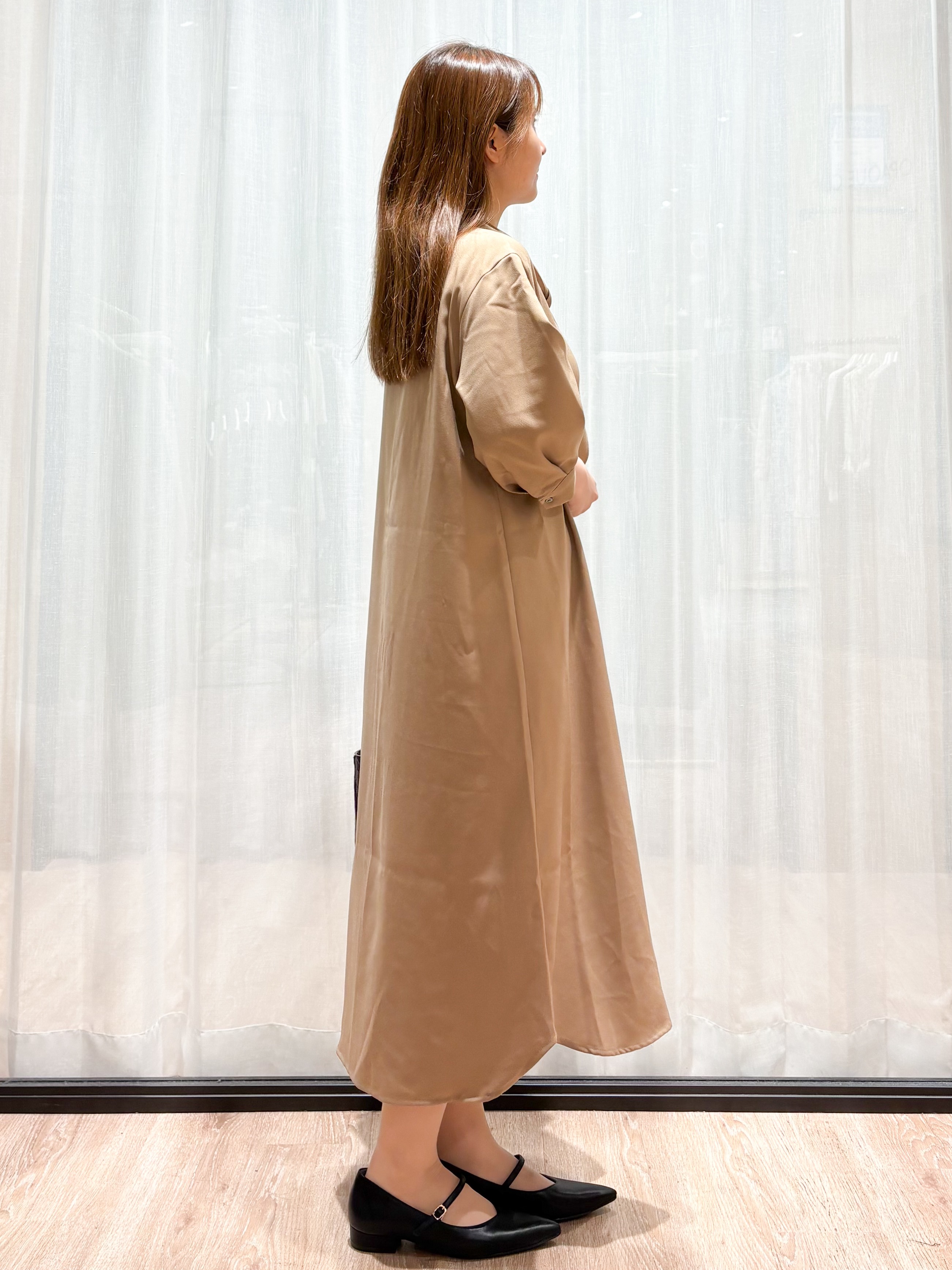 かなさんの「OPAQUE.CLIP｜ボウタイ付きシャツワンピース【洗濯機OK】」を使ったコーディネート