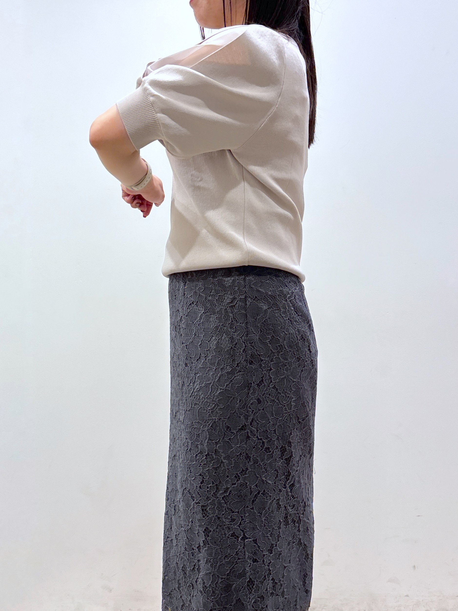 mameさんの「index｜【接触冷感／UVケア】クールタッチラップスリーブニット《洗濯機OK／XS～3L／9col》」を使ったコーディネート