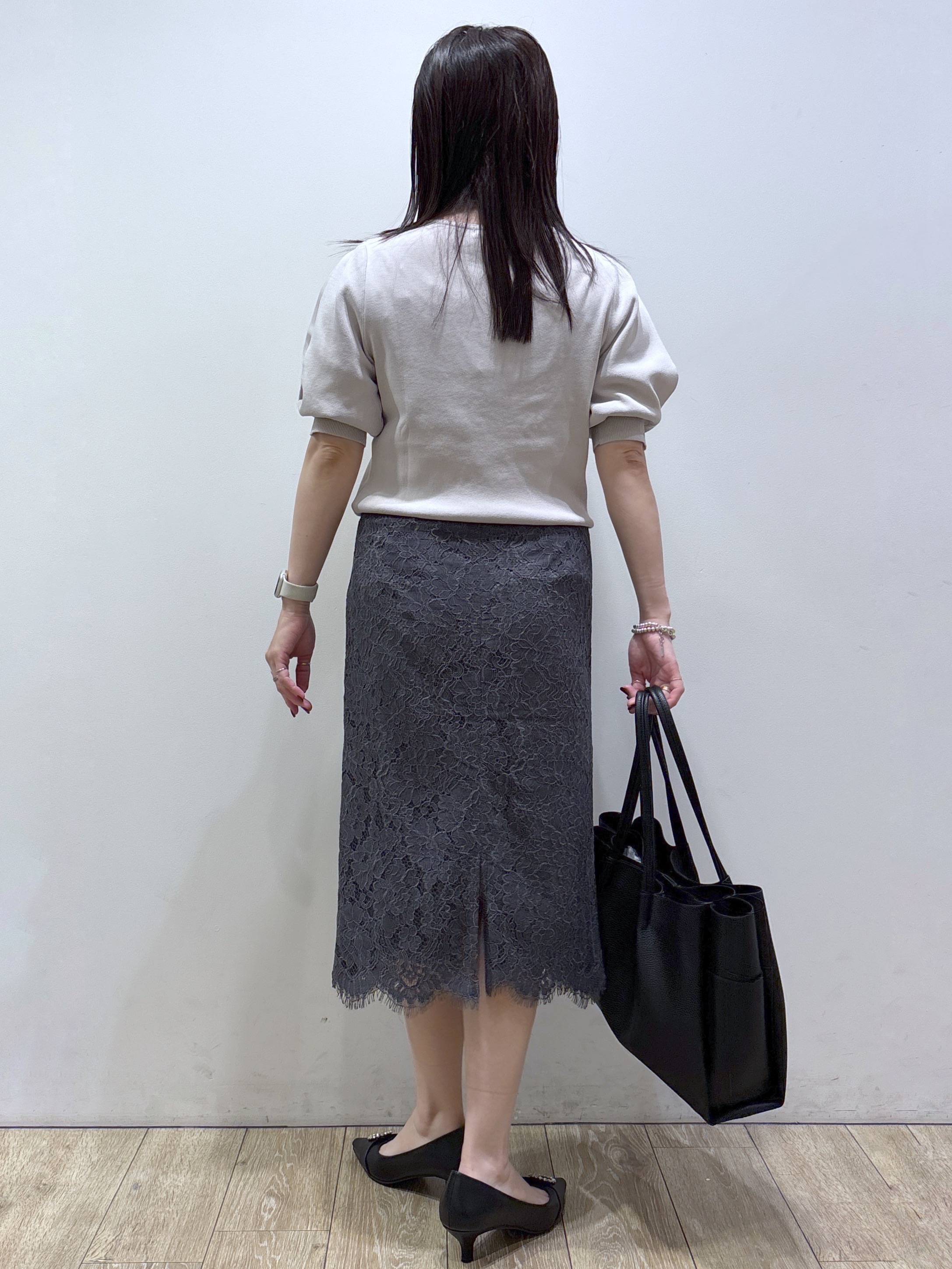 mameさんの「index｜【接触冷感／UVケア】クールタッチラップスリーブニット《洗濯機OK／XS～3L／9col》」を使ったコーディネート