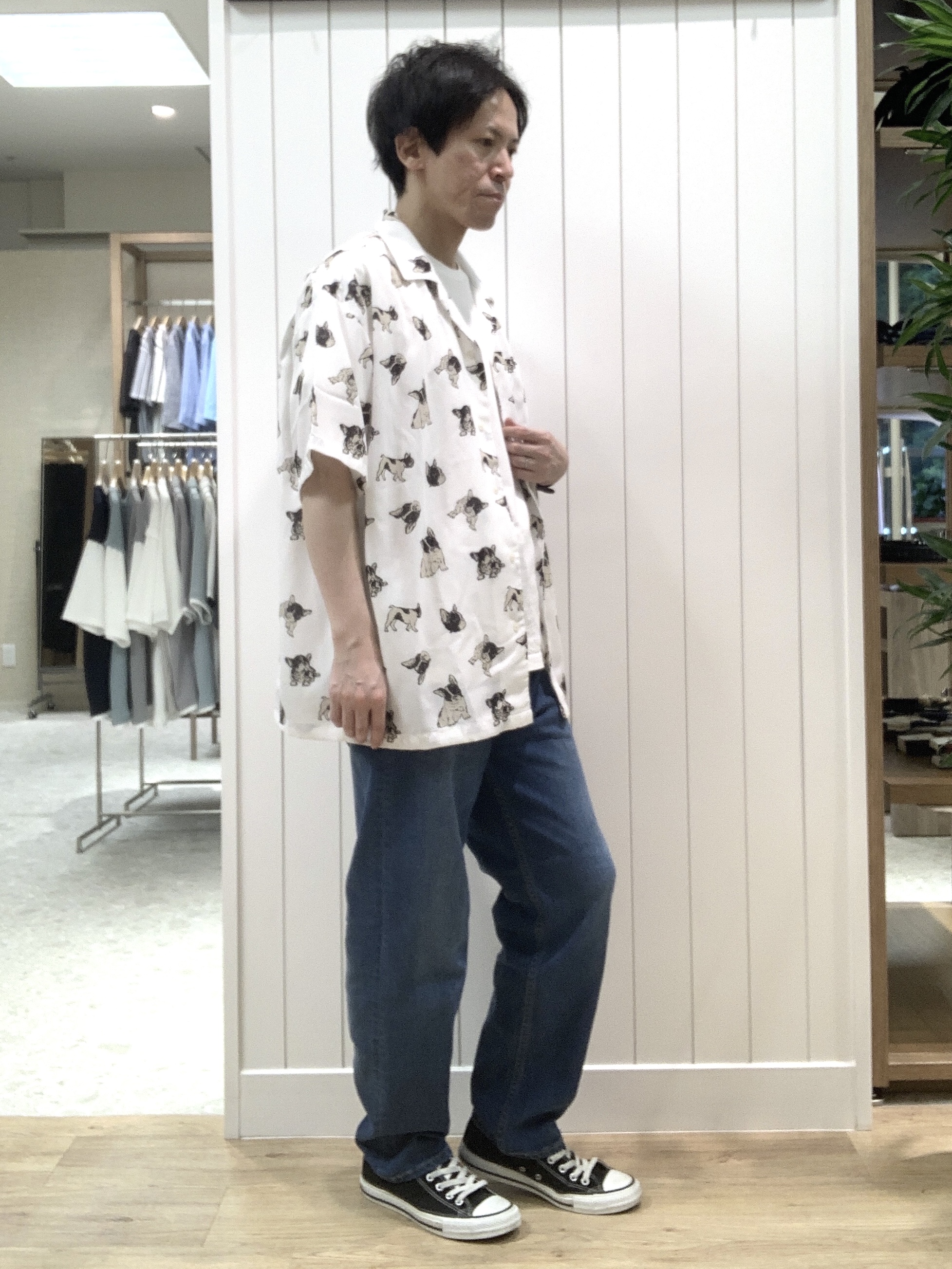 Takaさんの「Dessin｜【洗える】ドッグモチーフプリントシャツ」を使ったコーディネート