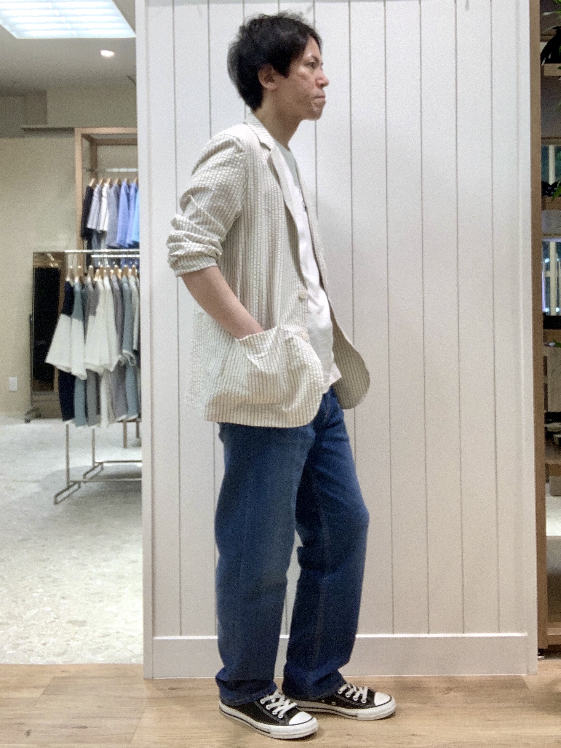 Takaさんの「Dessin｜【セットアップ可/洗える】サッカー素材ジャケット」を使ったコーディネート