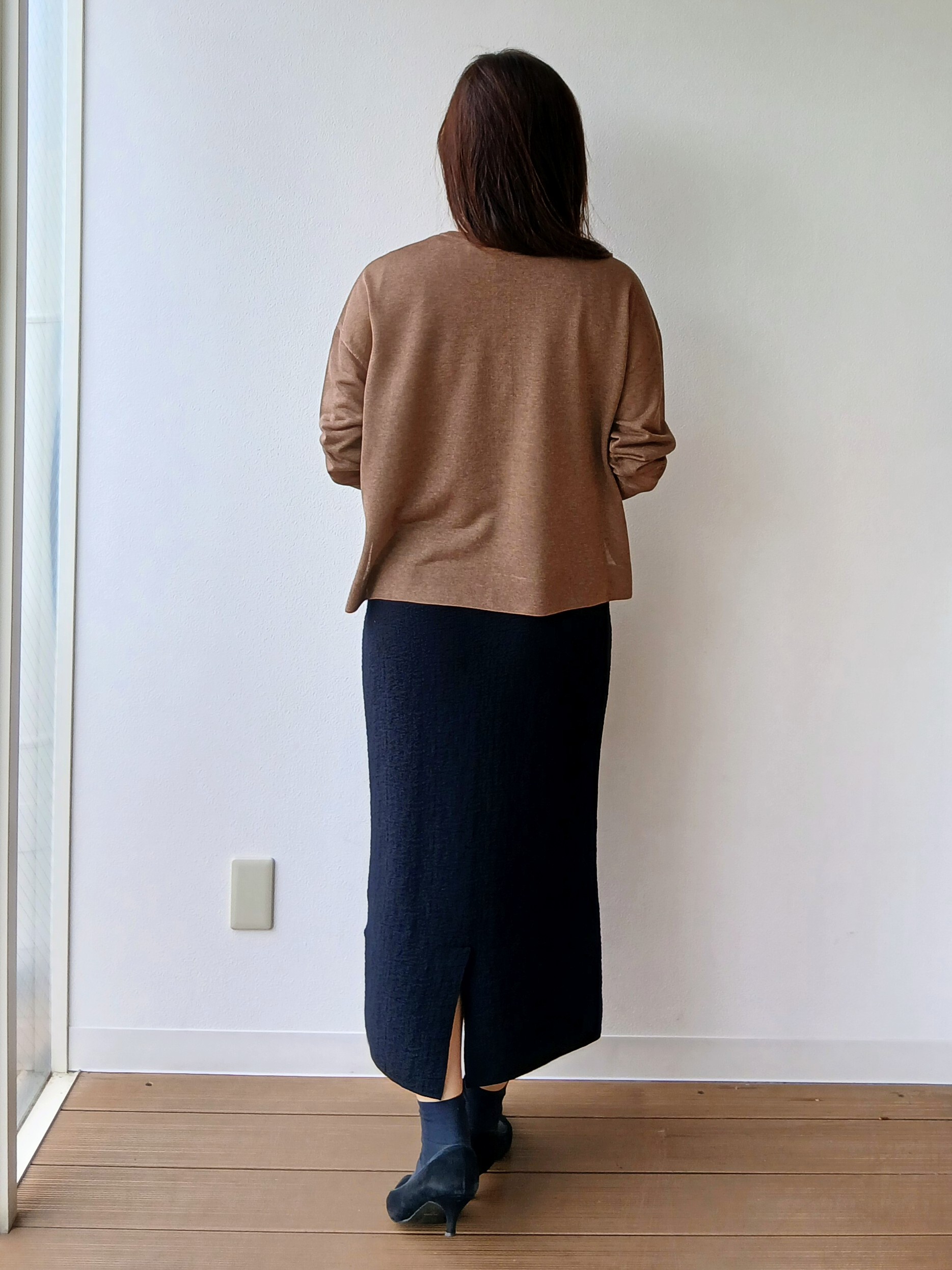 なみきさんの「UNTITLED｜【アンサンブル可/秋羽織り/シアー】前後2WAYカーディガン」を使ったコーディネート