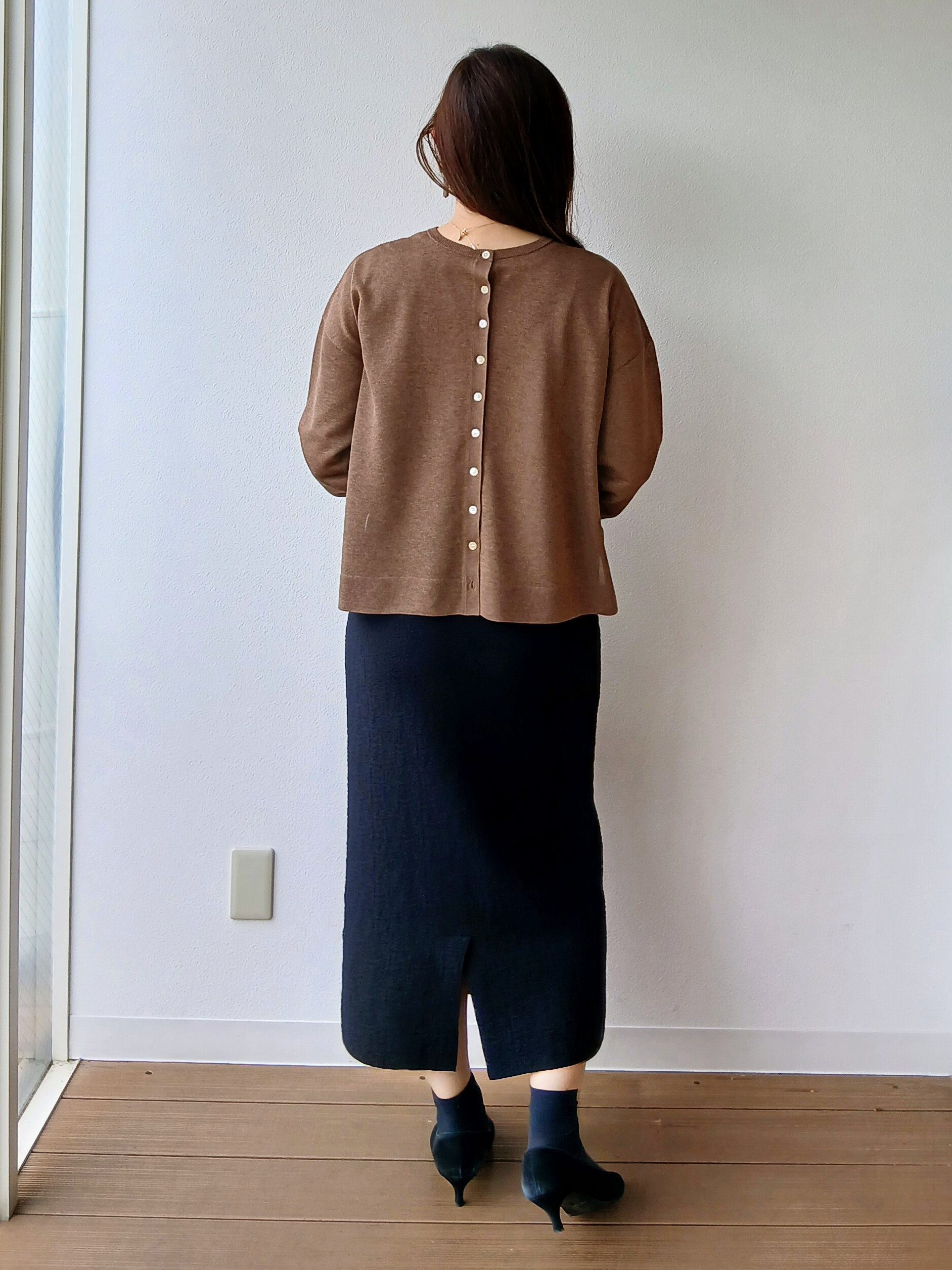 なみきさんの「UNTITLED｜【アンサンブル可/秋羽織り/シアー】前後2WAYカーディガン」を使ったコーディネート