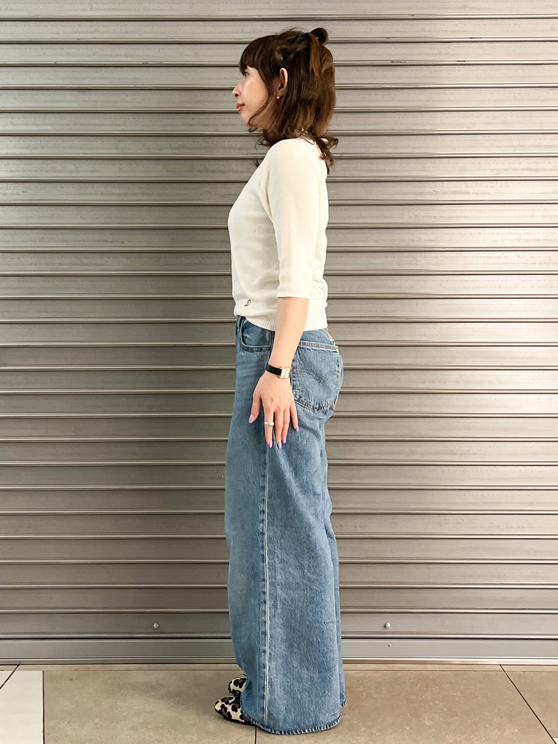 じゅんさんの「DRESSTERIOR｜【接触冷感】クールタッチカットハーフスリーブプルオーバー」を使ったコーディネート