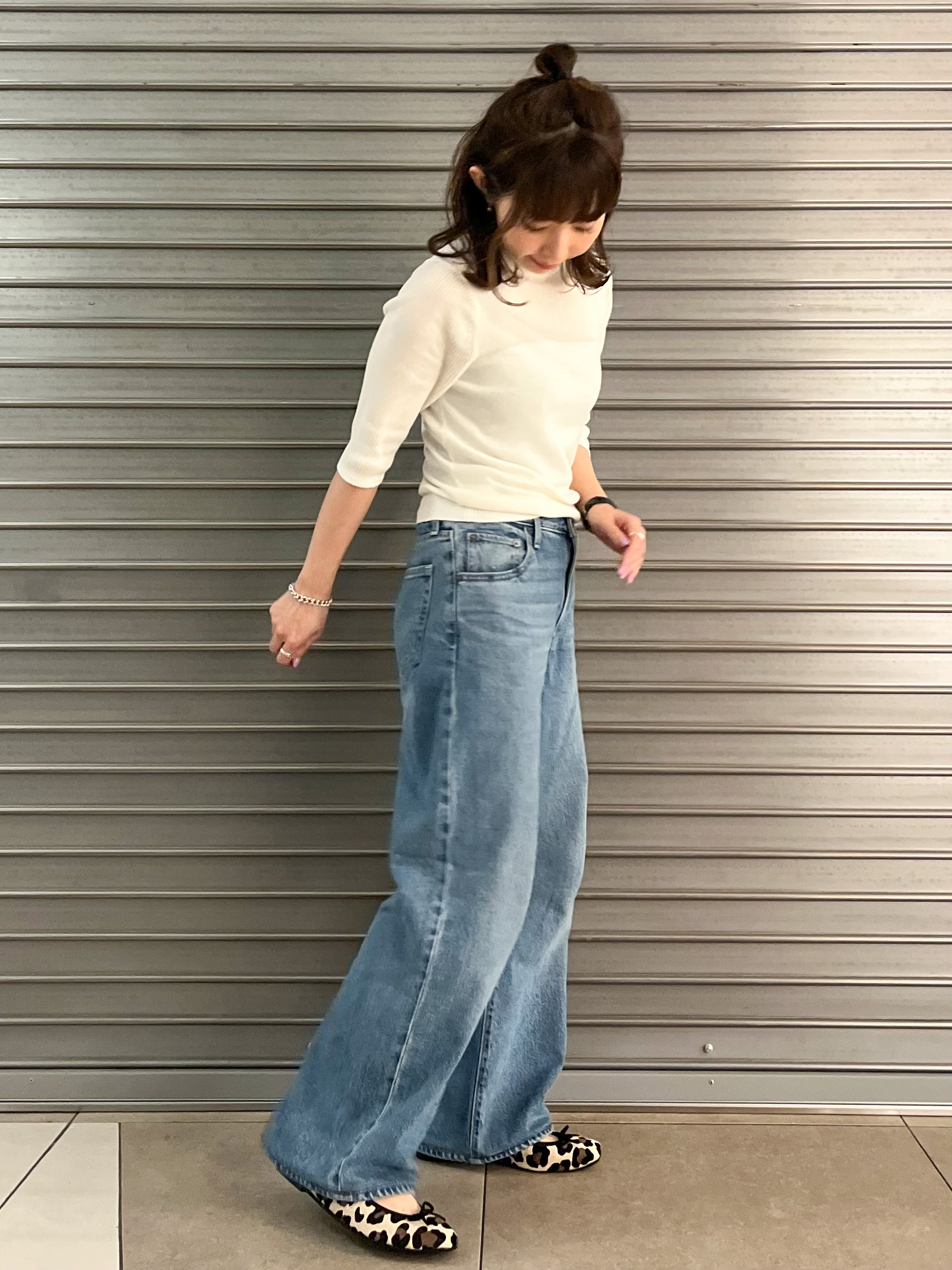 じゅんさんの「DRESSTERIOR｜【接触冷感】クールタッチカットハーフスリーブプルオーバー」を使ったコーディネート