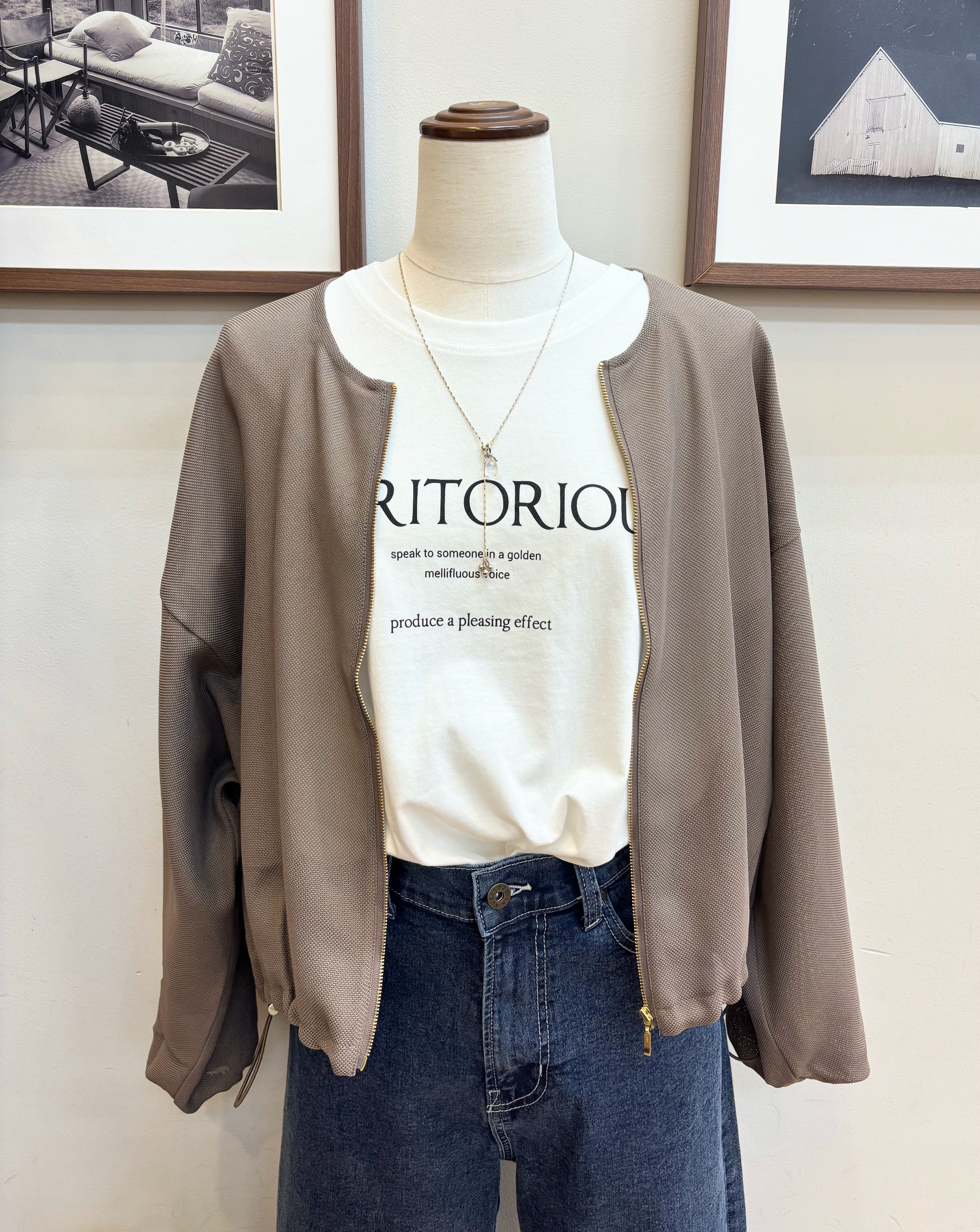 maiさんの「SHOO･LA･RUE｜【通気性〇/セットアップ可/洗濯機可】メッシュドルマン ジップブルゾン」を使ったコーディネート