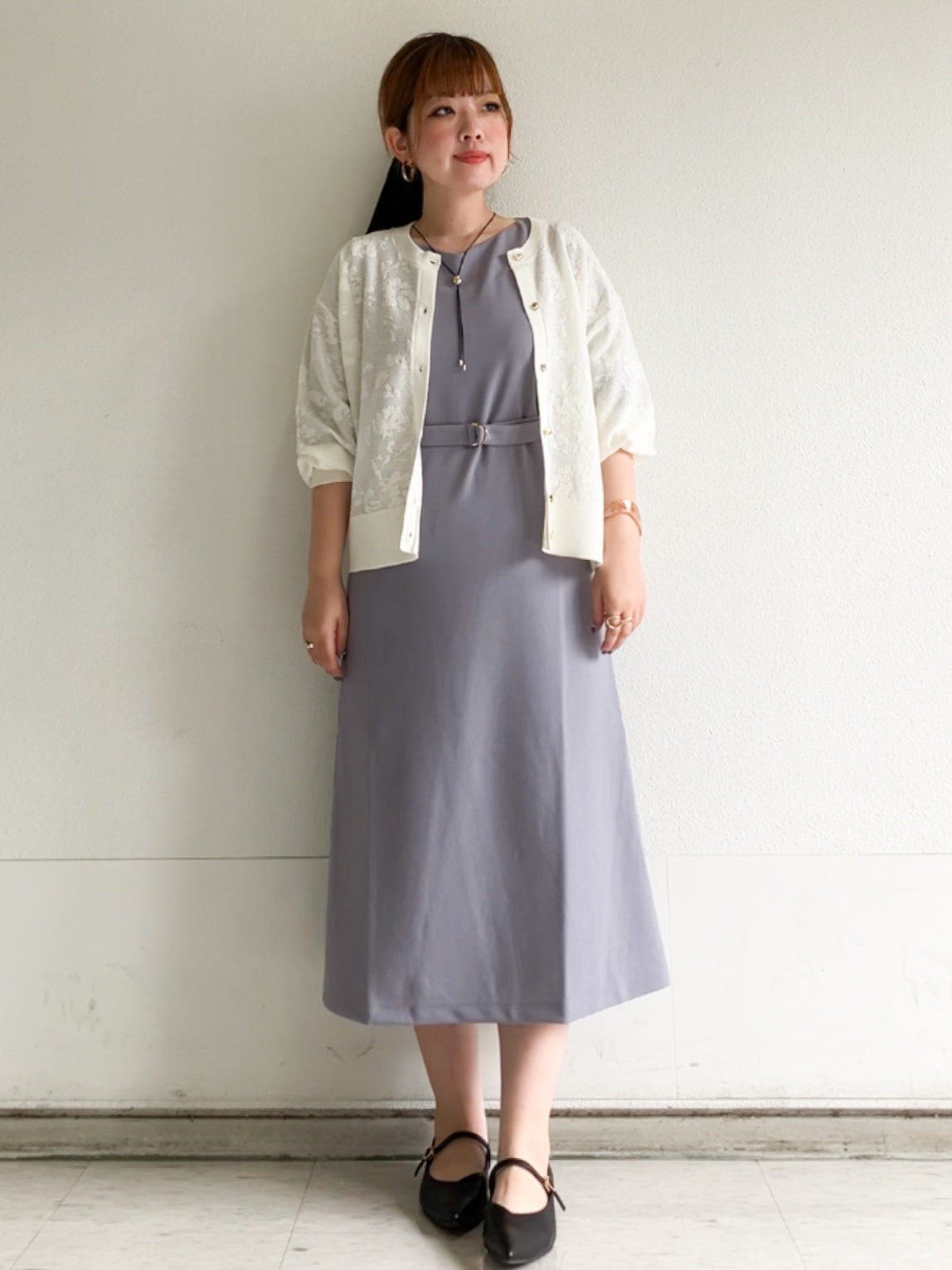 MIPPOさんの「index｜【８色展開】柄アソートシアーカーディガン《洗濯機OK》」を使ったコーディネート