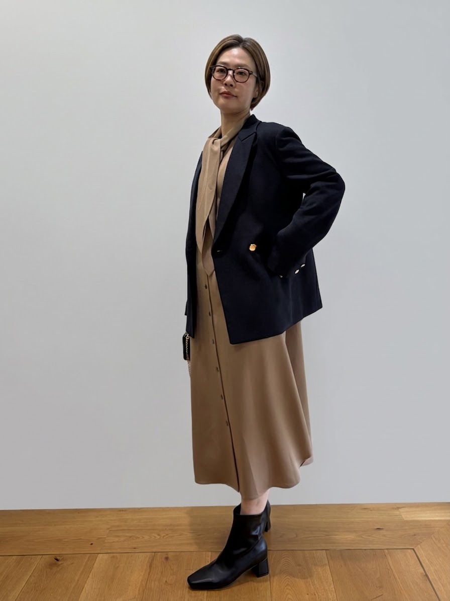 Mariko.Sさんの「OPAQUE.CLIP｜ボウタイ付きシャツワンピース【洗濯機OK】」を使ったコーディネート