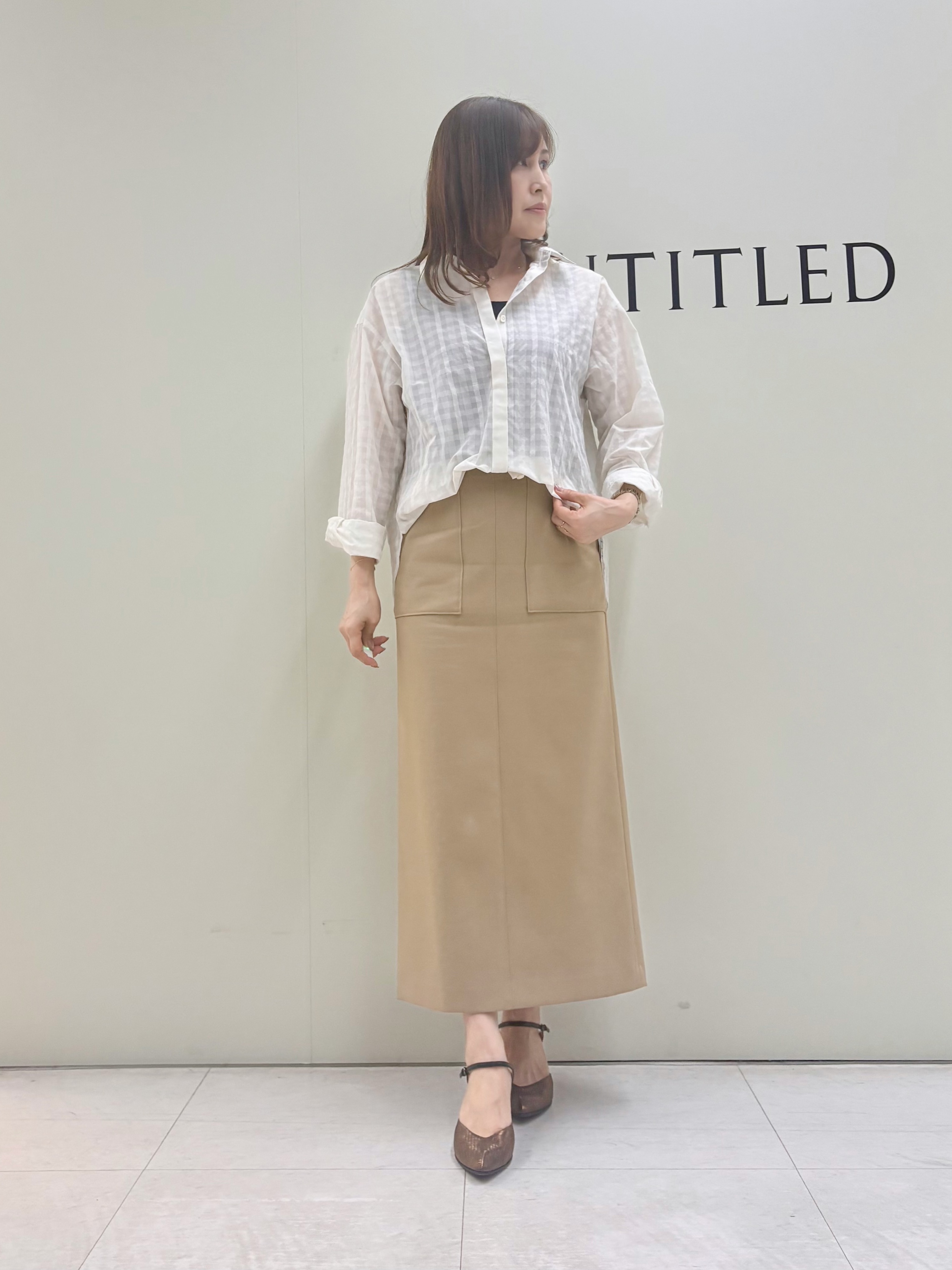 Sakaiさんの「UNTITLED｜【秋映え/羽織り】シアーチェックシャツブラウス」を使ったコーディネート
