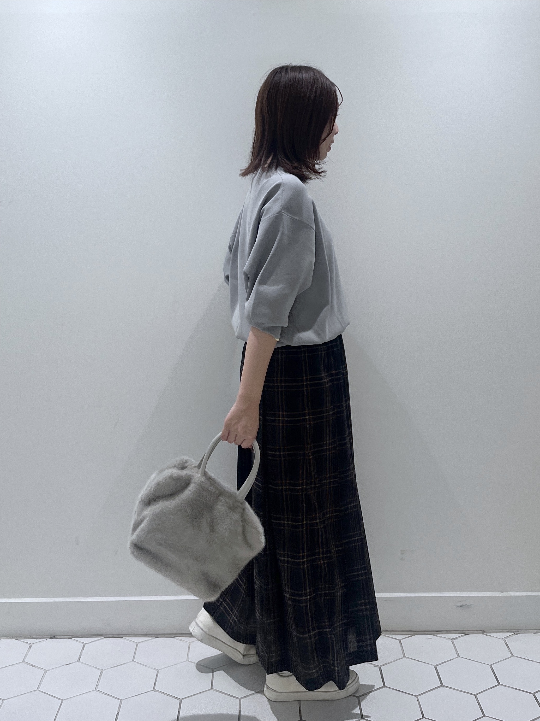 Makinoさんの「Dessin｜【UVカット/マシンウォッシャブル】6分袖配色ニット」を使ったコーディネート