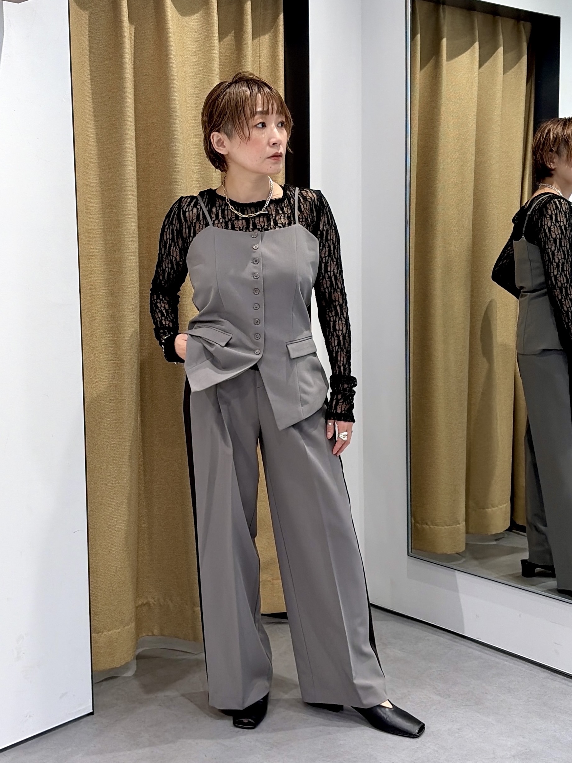 mari_831さんの「INDIVI｜Comfy Set Up｜キャミジレ【セットアップ対応／通勤／カセット服】」を使ったコーディネート