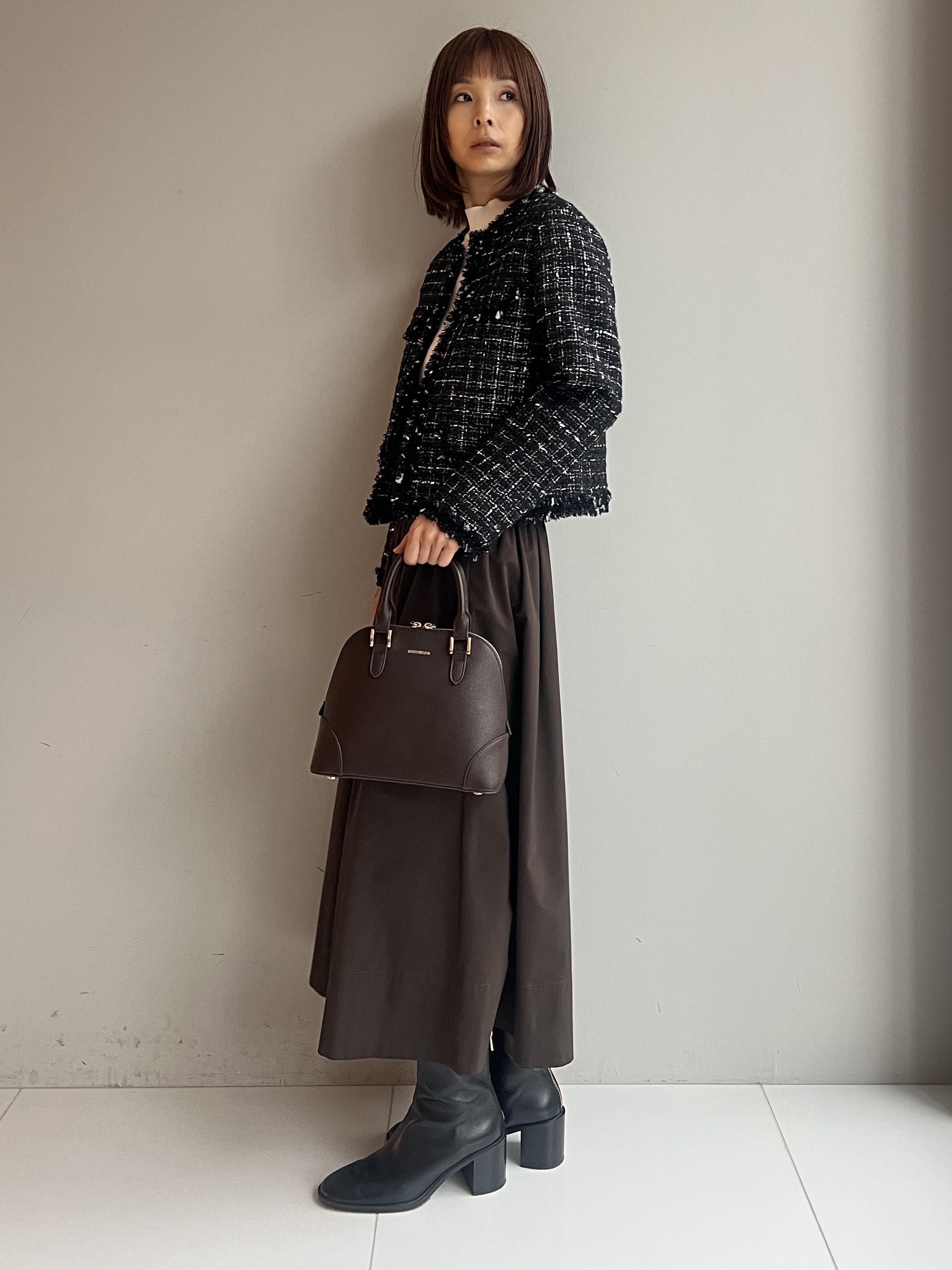 misaさんの「DRESSTERIOR｜◆mica della valle（ミカデラヴァッレ）Katia ハンドバッグ」を使ったコーディネート