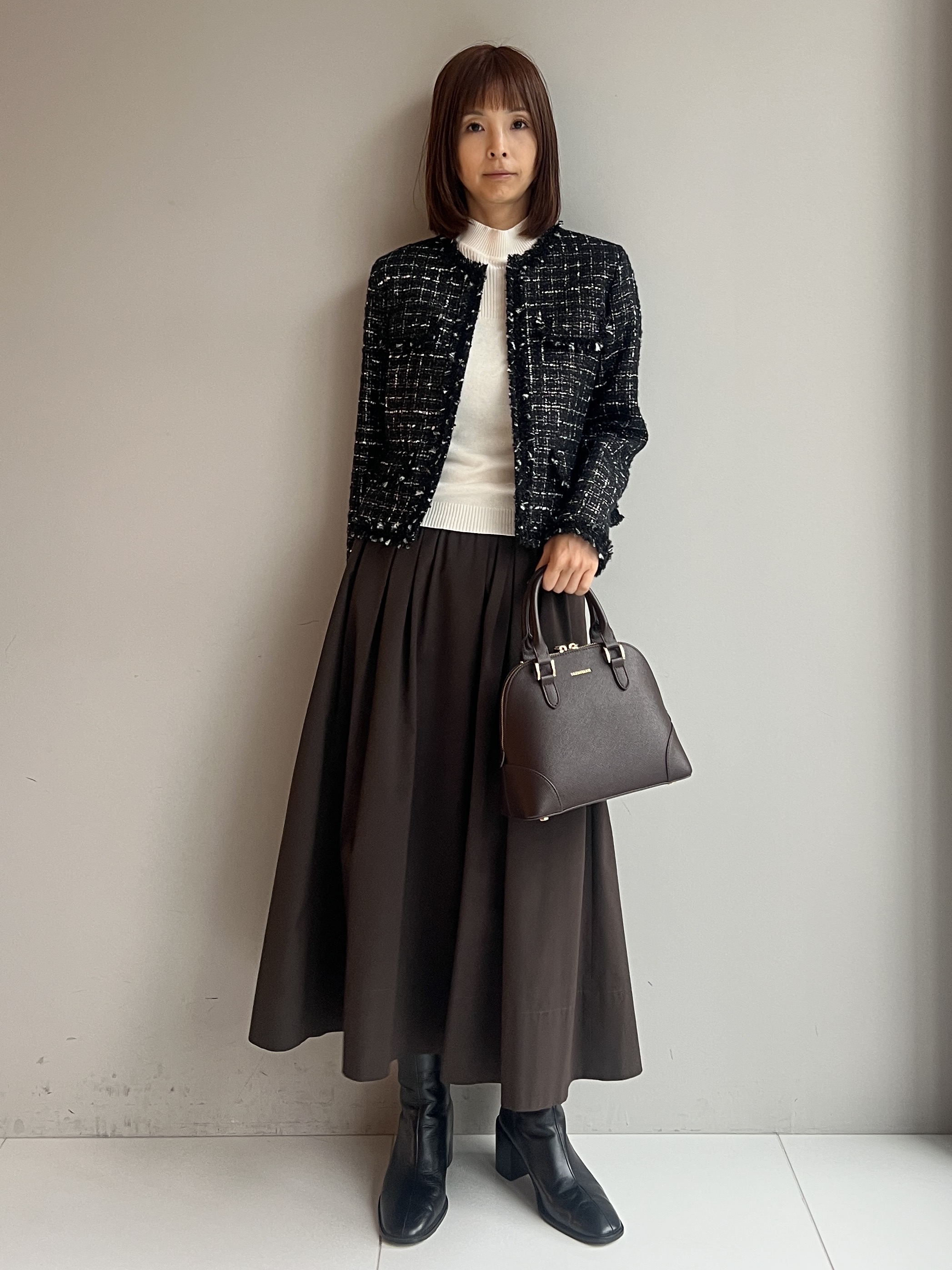 misaさんの「DRESSTERIOR｜◆mica della valle（ミカデラヴァッレ）Katia ハンドバッグ」を使ったコーディネート