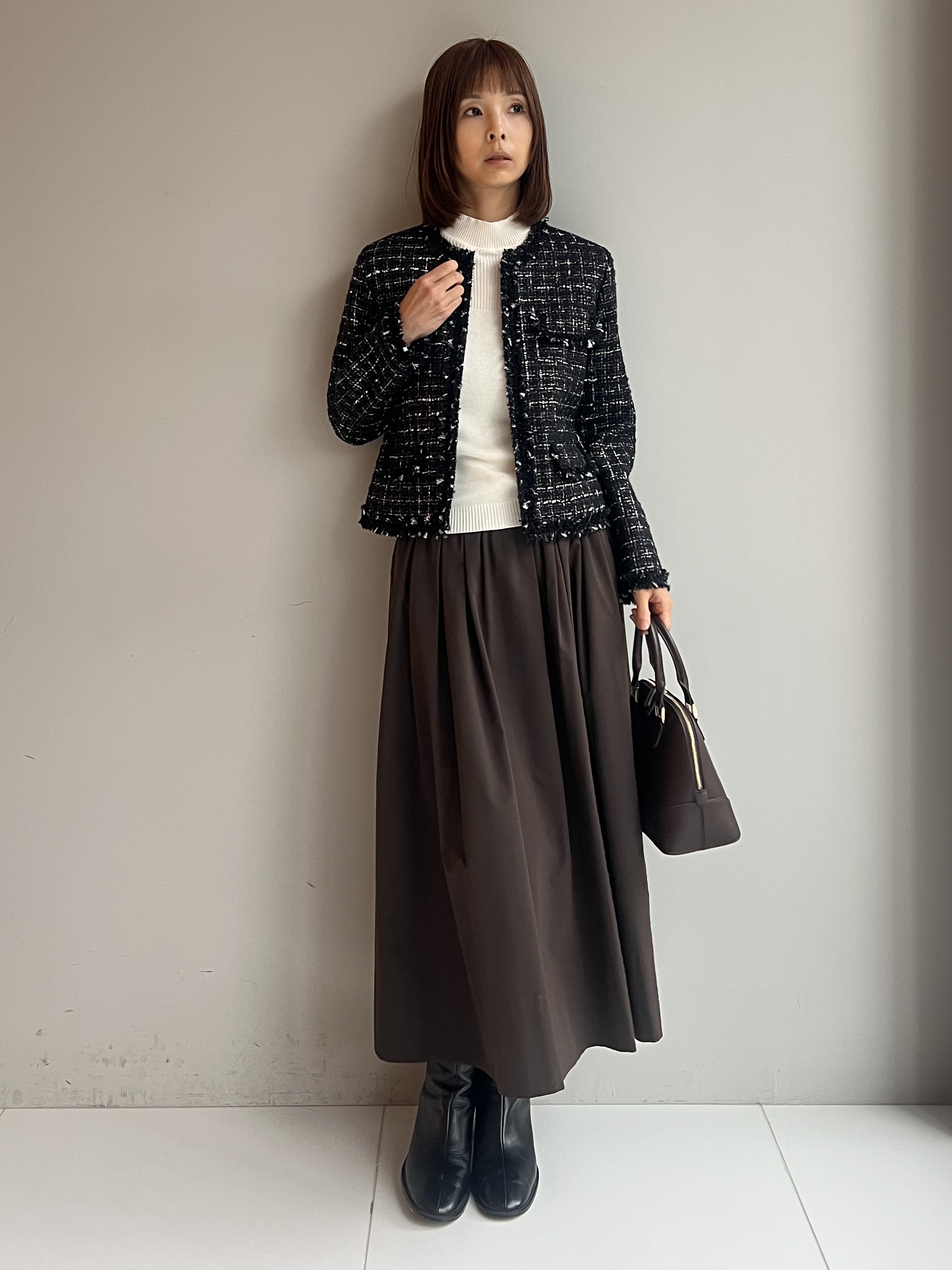misaさんの「DRESSTERIOR｜◆mica della valle（ミカデラヴァッレ）Katia ハンドバッグ」を使ったコーディネート