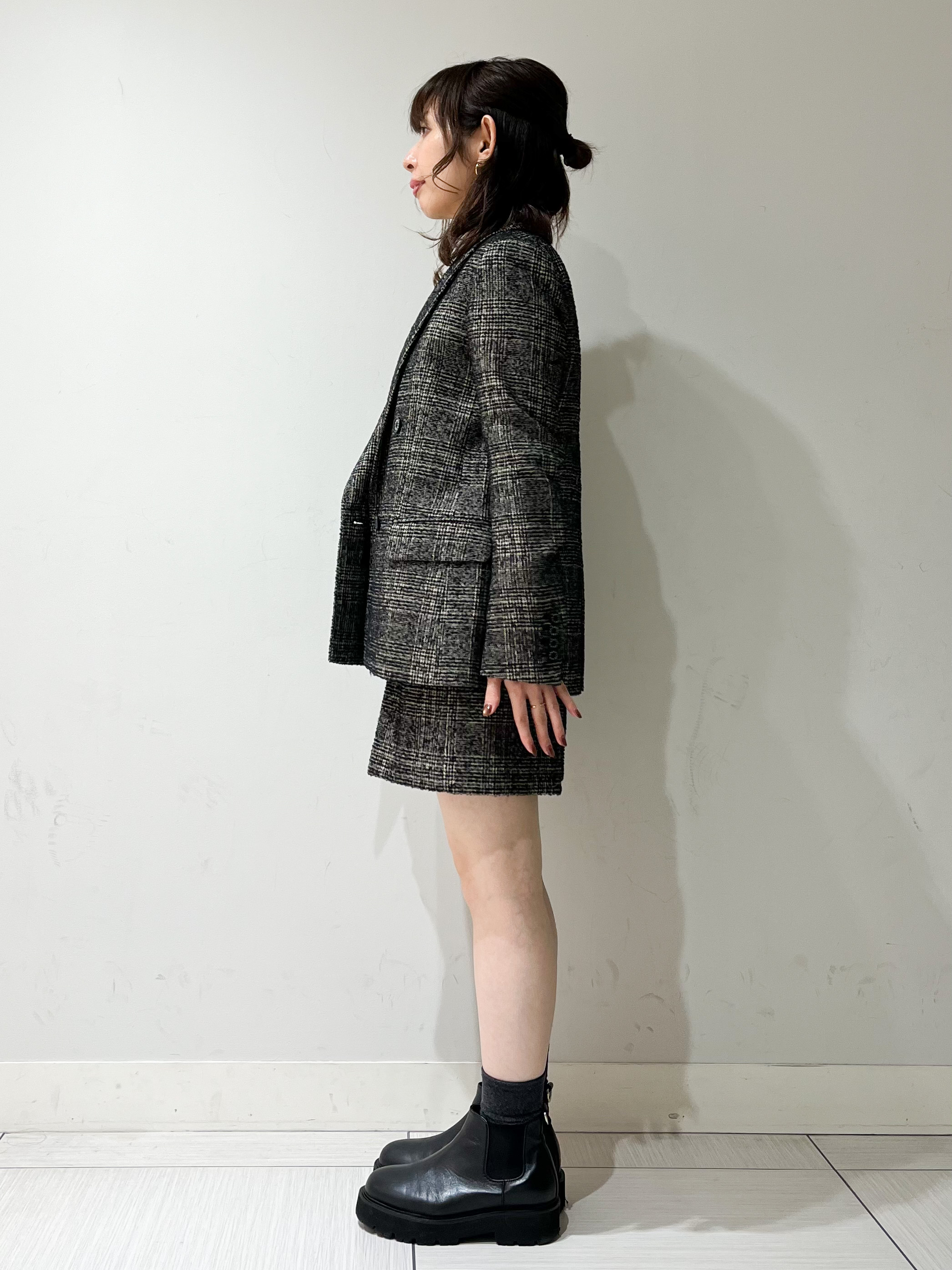 じゅんさんの「DRESSTERIOR｜【セットアップ可能】ループグレンチェックダブルジャケット」を使ったコーディネート