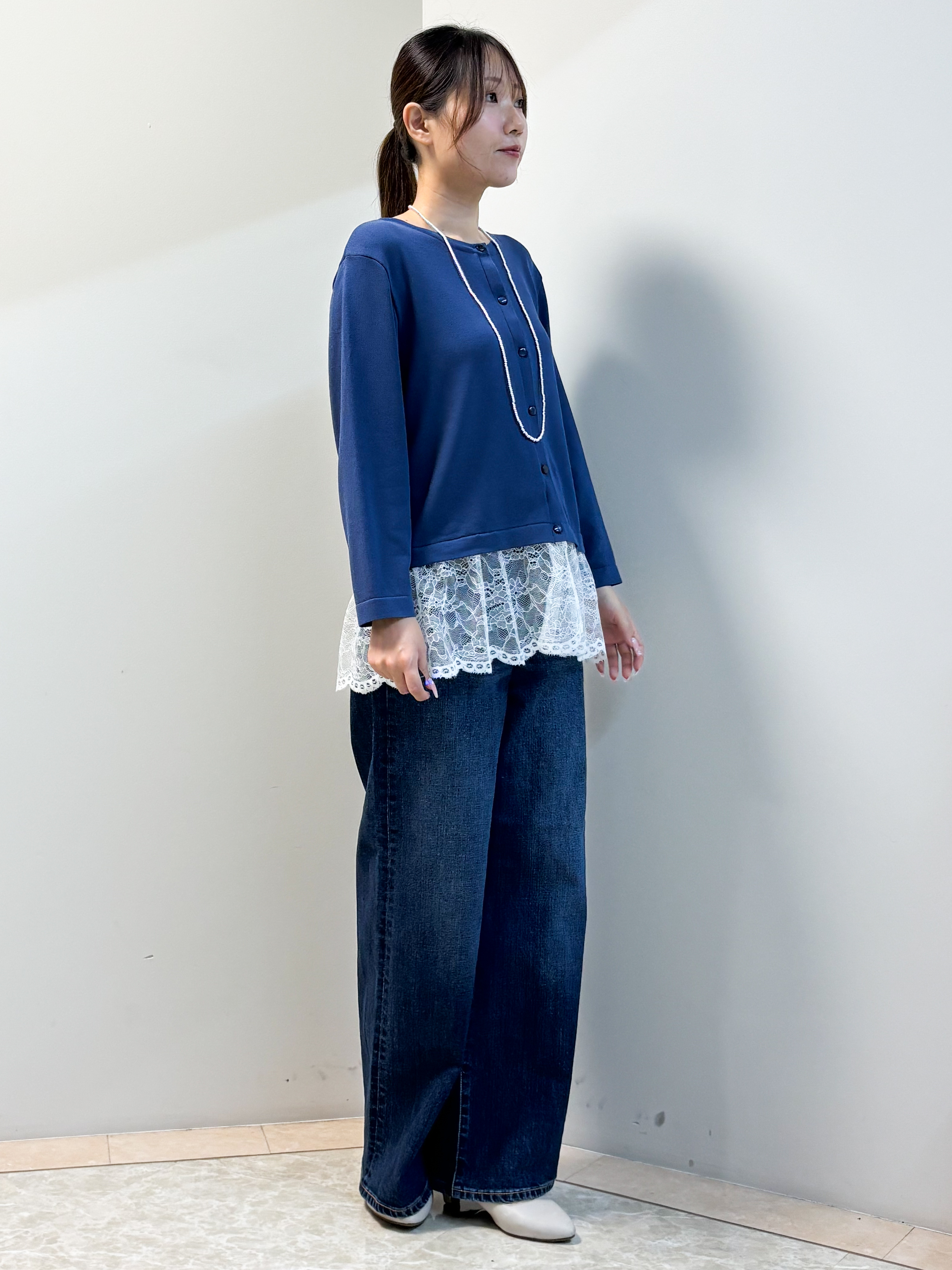 Sawaさんの「Reflect｜【手洗い可】レースデザインニットカーディガン」を使ったコーディネート