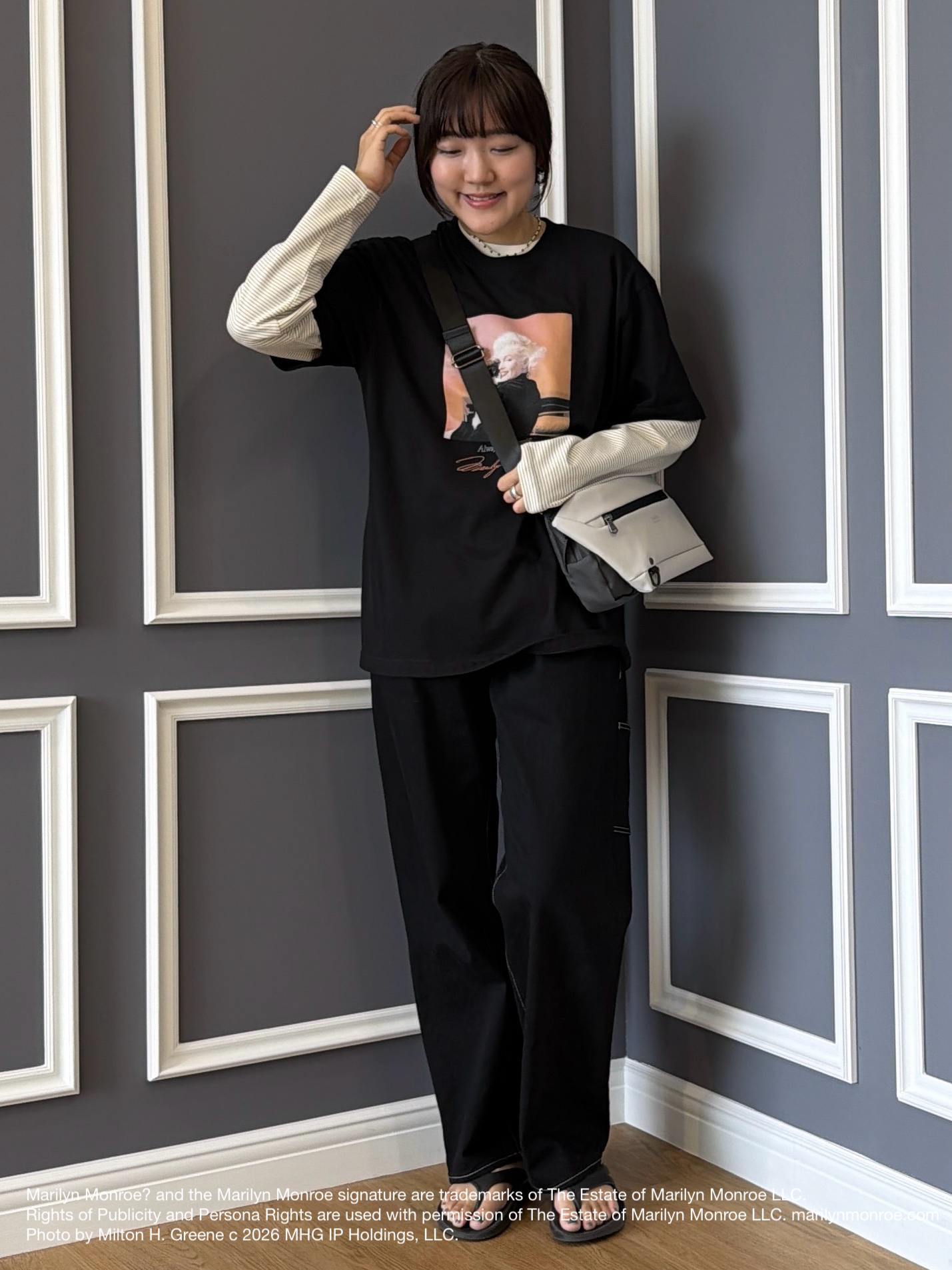 Akutagawaさんの「TAKEO KIKUCHI｜【別注】マリリン・モンロー/フォトTシャツ」を使ったコーディネート