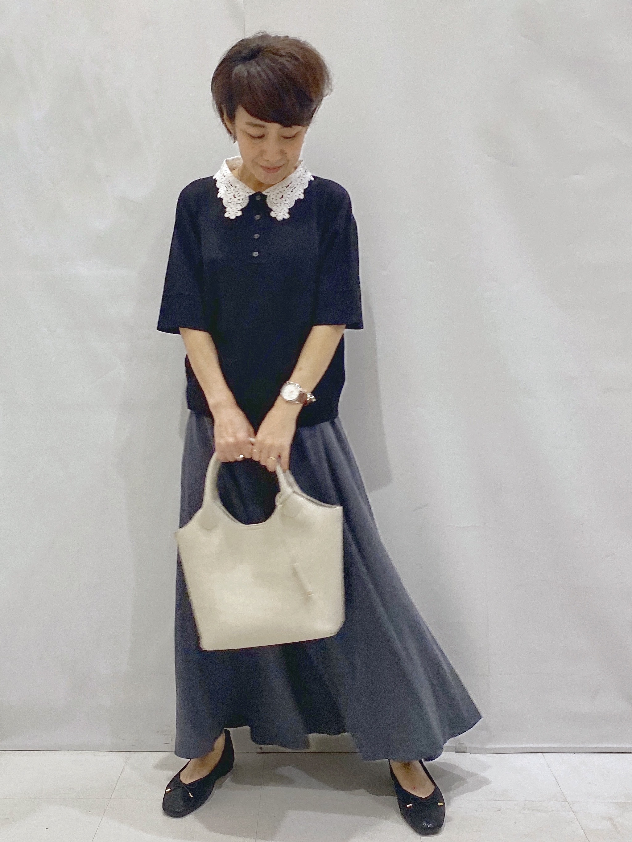 Bonさんの「OPAQUE.CLIP｜2WAY衿ドッキングニット《洗濯機OK》」を使ったコーディネート
