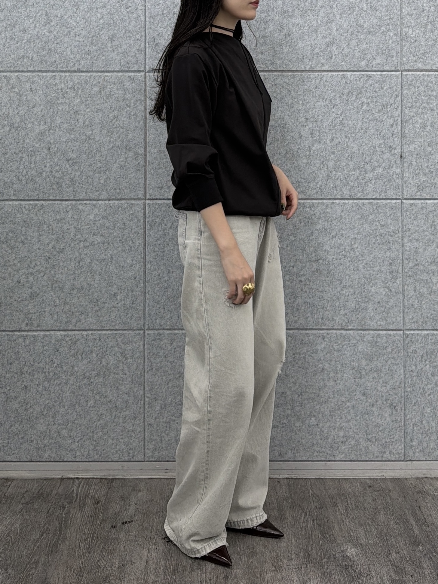 rinaさんの「INDIVI｜裏毛オフショルカットソー」を使ったコーディネート