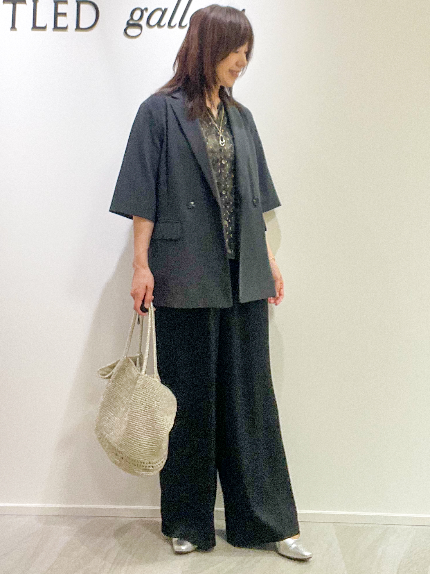めいさんの「UNTITLED｜【秋の通勤羽織/セットアップ可/UVカット】エアリークール半袖ジャケット」を使ったコーディネート
