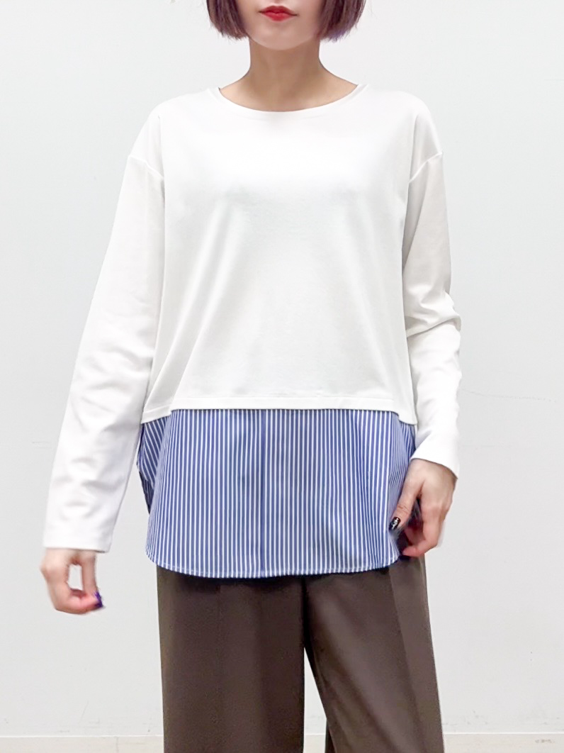 𝐜𝐡𝐢𝐤𝐚さんの「SHOO･LA･RUE｜【洗濯後しわになりにくい/S-LL】キーネック金ボタンポケットシャツ」を使ったコーディネート