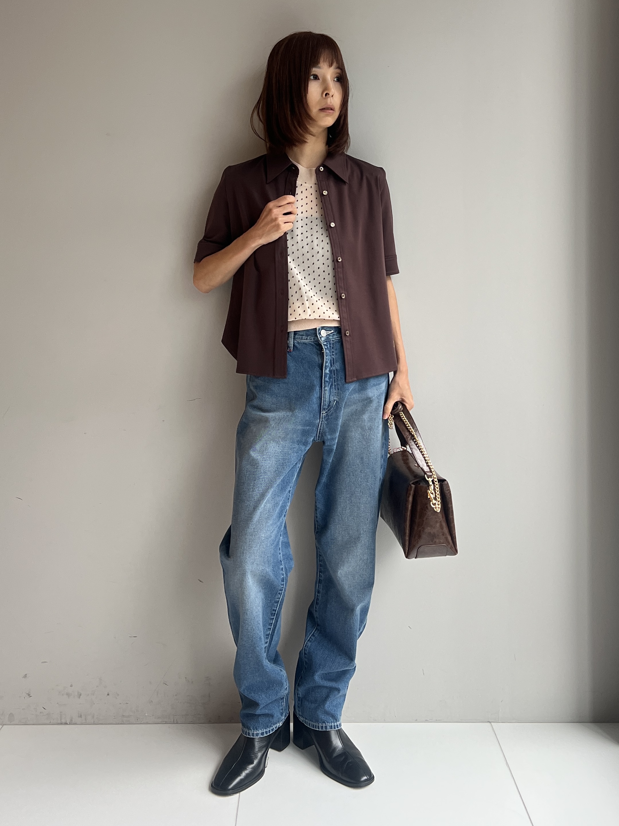 misaさんの「DRESSTERIOR｜【接触冷感／抗菌防臭／消臭】ICE CLEAR COTTON ハーフスリーブシャツ」を使ったコーディネート