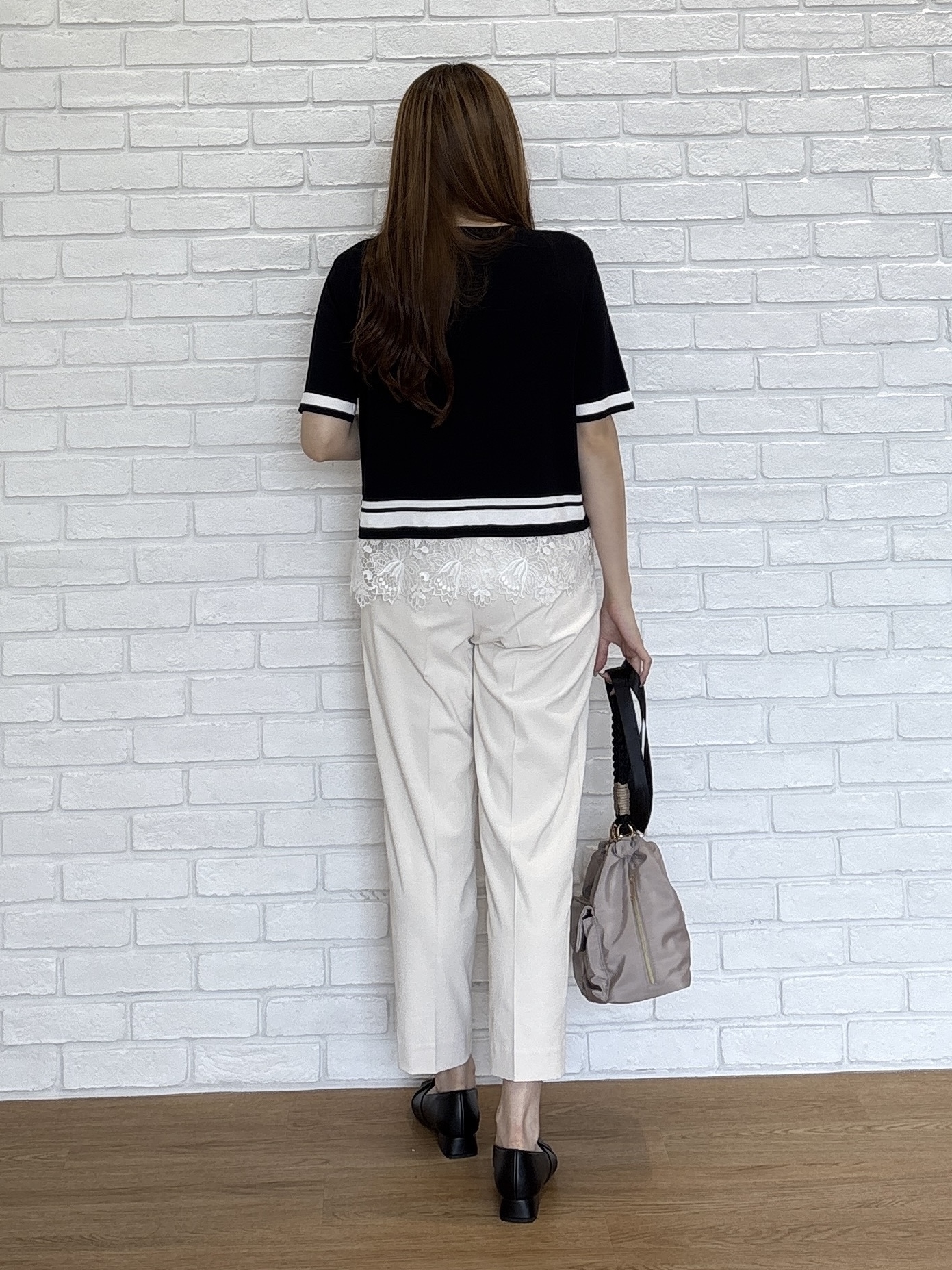 sayaさんの「grove｜【シリーズ累計36万枚／UVカット・ひんやり・洗濯機OK】やわらかドライタッチレースドッキングニット」を使ったコーディネート