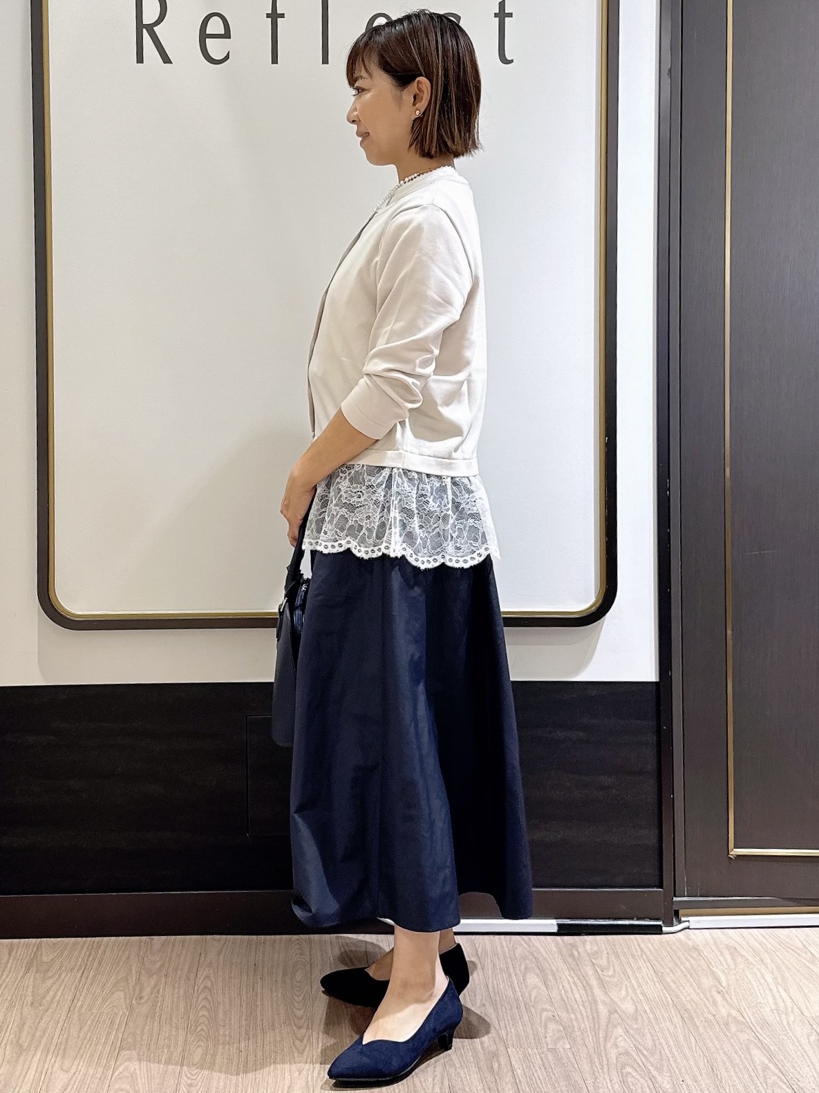 nekoさんの「Reflect｜【手洗い可】レースデザインニットカーディガン」を使ったコーディネート