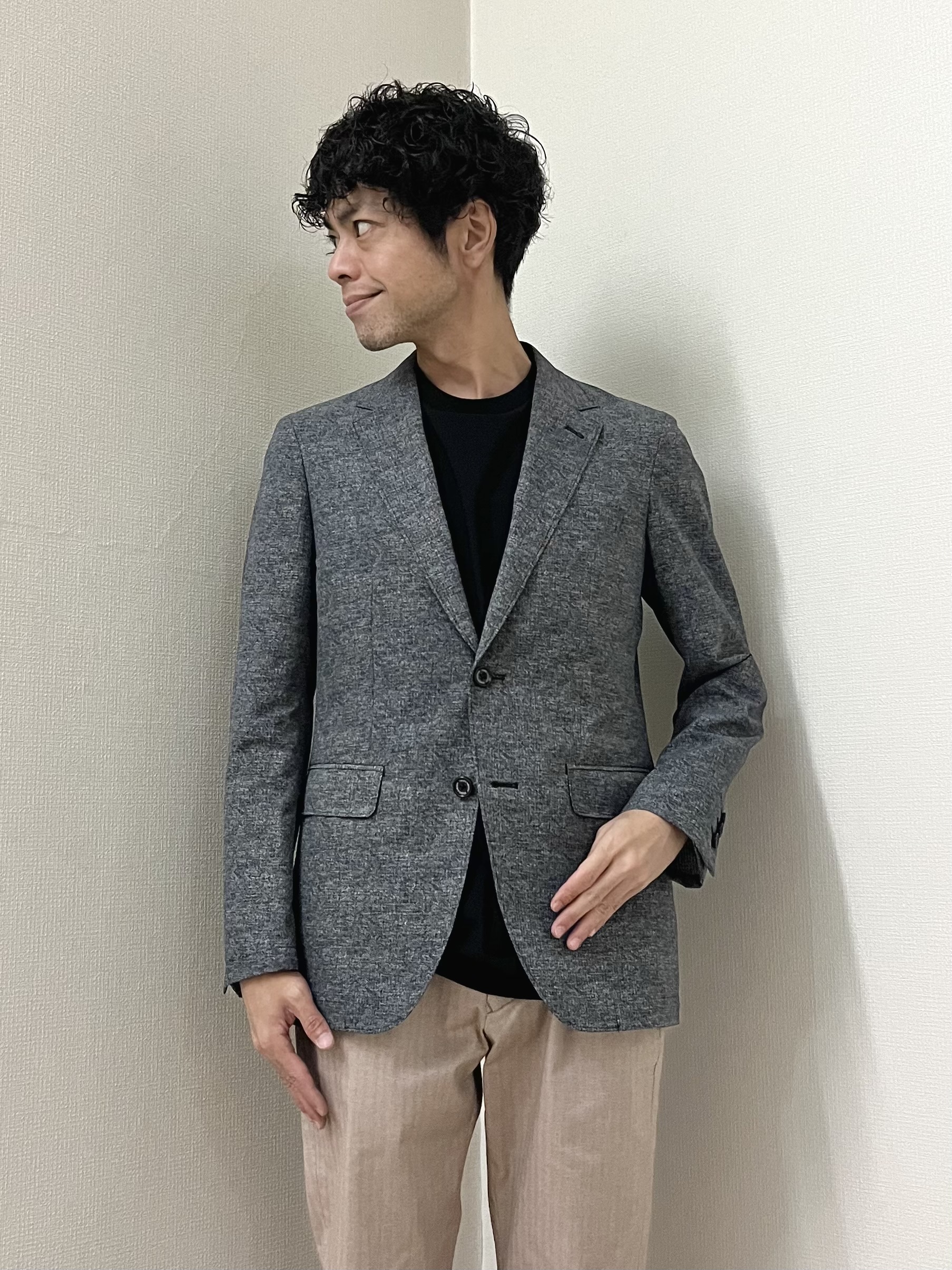 URAさんの「TAKEO KIKUCHI｜【抗菌防臭】COOL DOTS（R）ドビープリント ジャケット」を使ったコーディネート