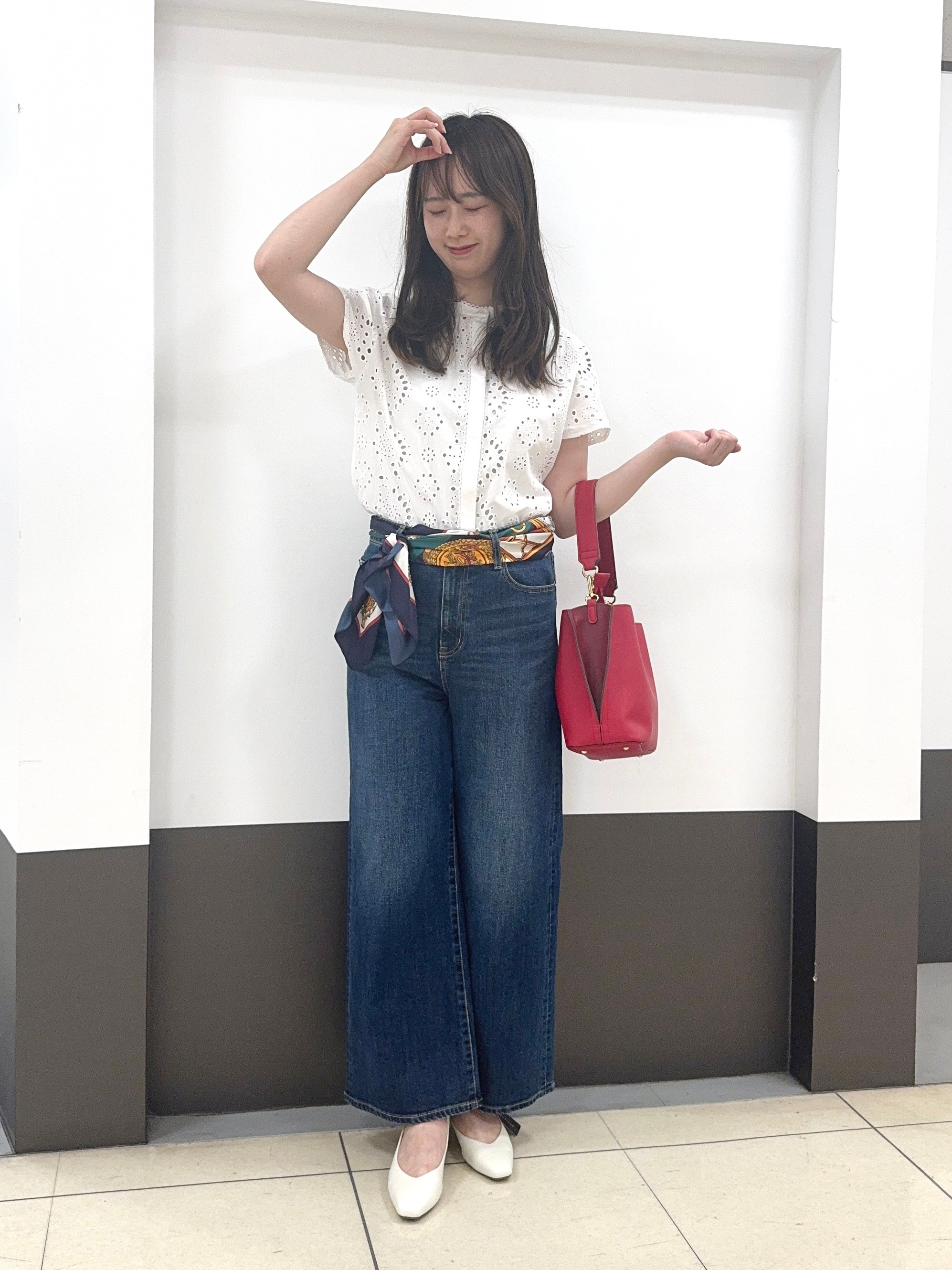Nrinさんの「Reflect｜【通勤◎】カットワーク刺繍レース シャツブラウス」を使ったコーディネート