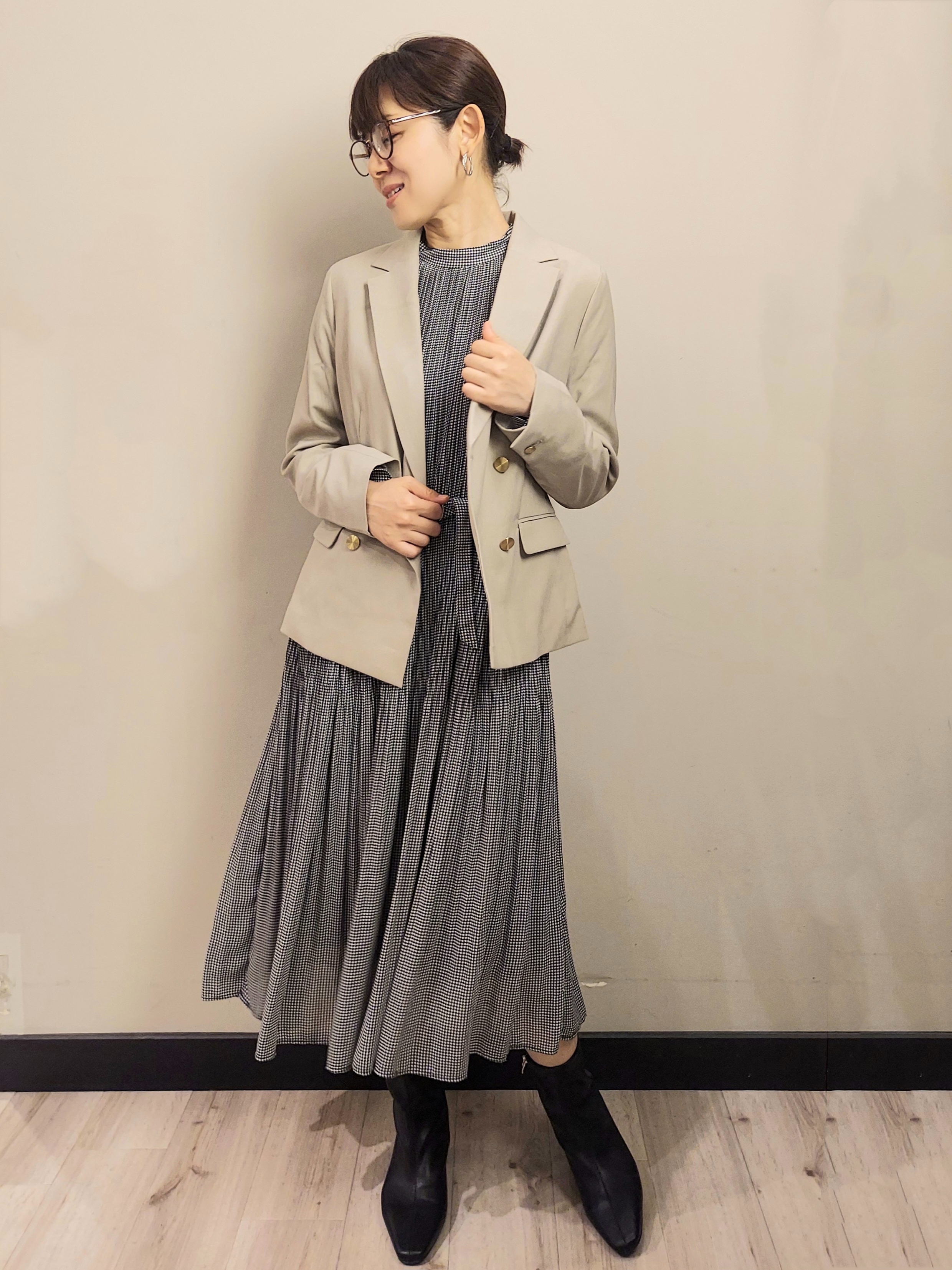 MAKIさんの「index｜【セットアップ対応】ダブルブレストジャケット《洗濯機OK／イージーアイロン／防シワ》」を使ったコーディネート