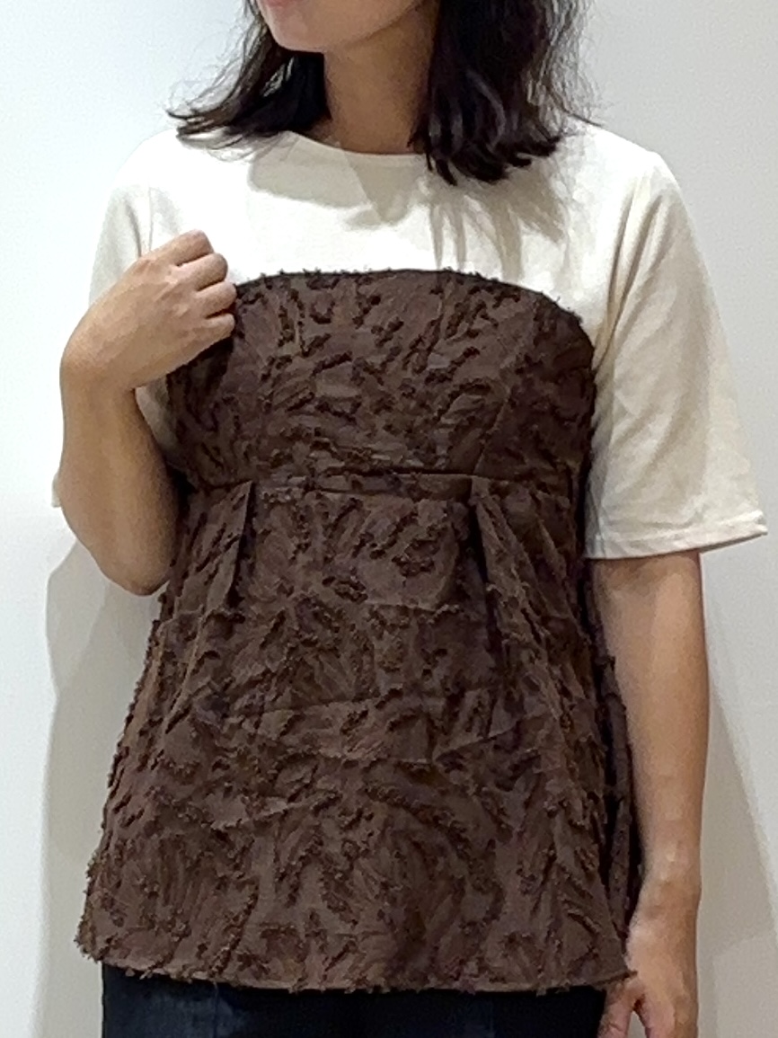 miraiさんの「grove｜【着映え◎・体型カバー】ジャカードドッキングカットソー」を使ったコーディネート