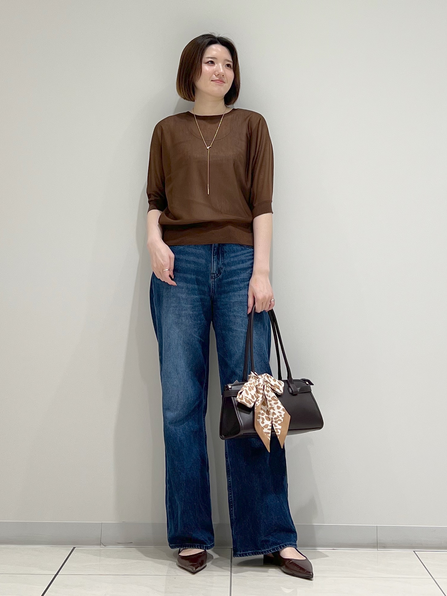 T.Kさんの「INDIVI｜【体型カバー／洗える】シアードルマンニット」を使ったコーディネート