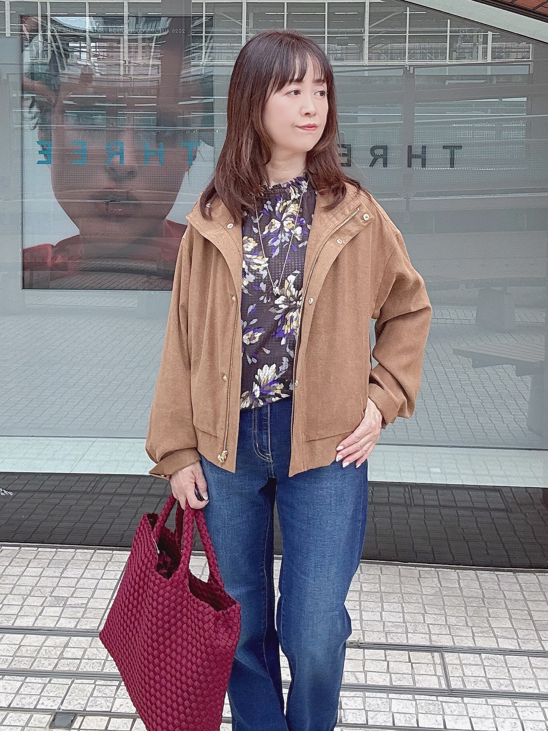 makiさんの「UNTITLED｜【セットアップ可/秋ジャケット】スエードライクブルゾン」を使ったコーディネート