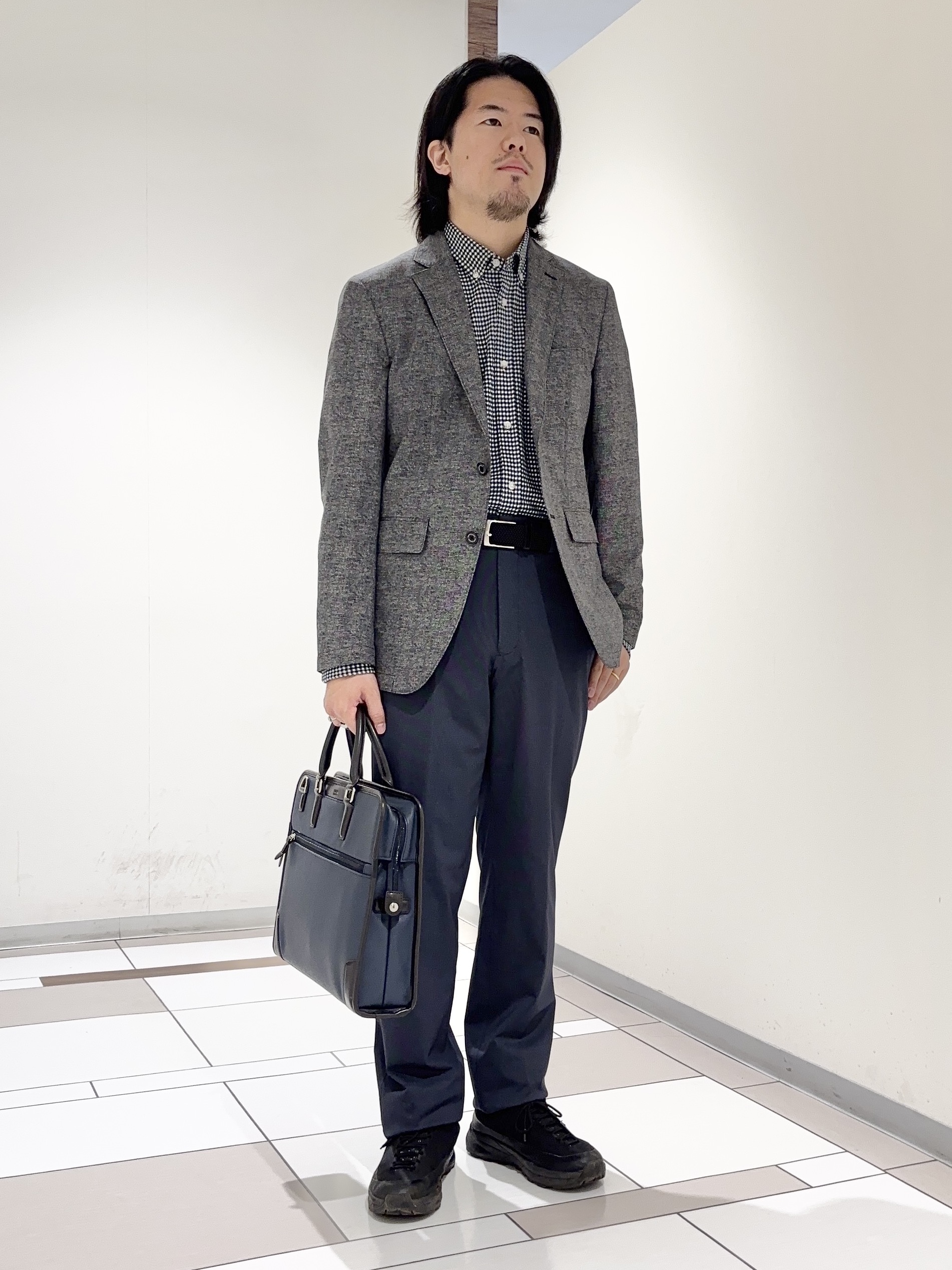 及川さんの「TAKEO KIKUCHI｜【抗菌防臭】COOL DOTS（R）ドビープリント ジャケット」を使ったコーディネート