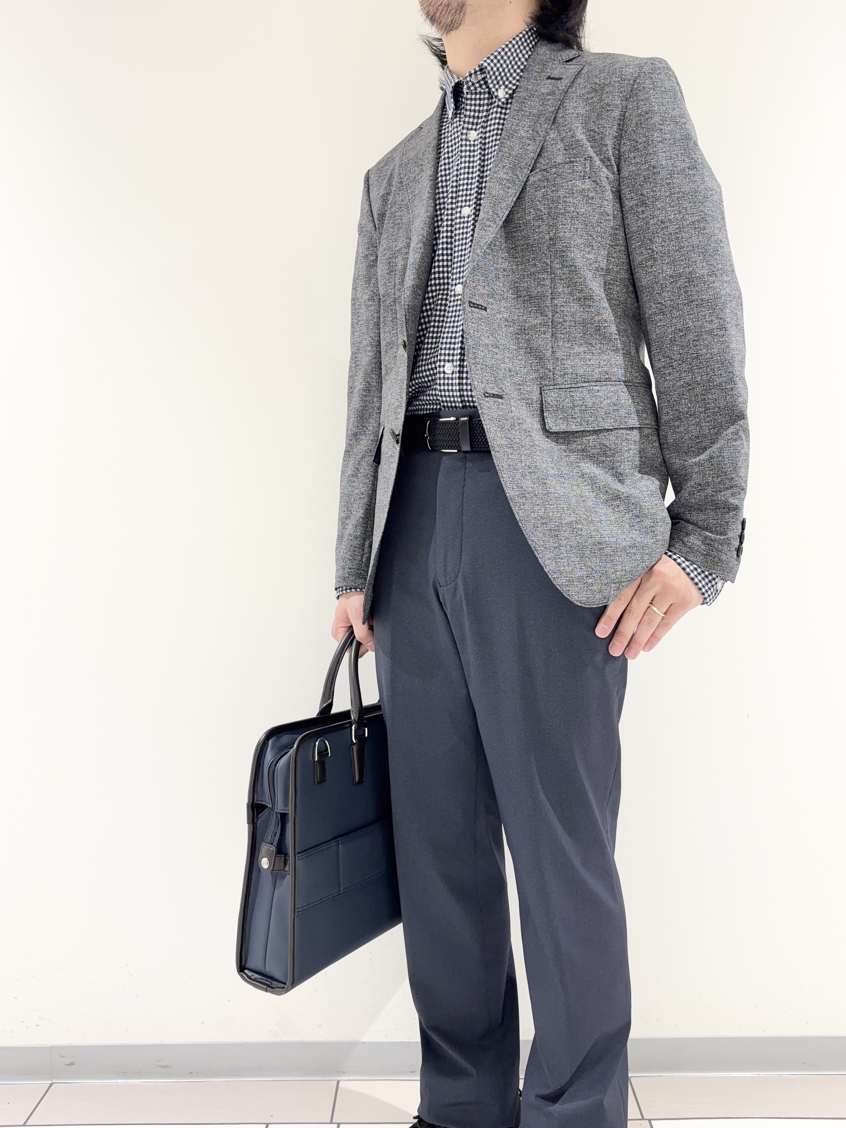 及川さんの「TAKEO KIKUCHI｜【抗菌防臭】COOL DOTS（R）ドビープリント ジャケット」を使ったコーディネート