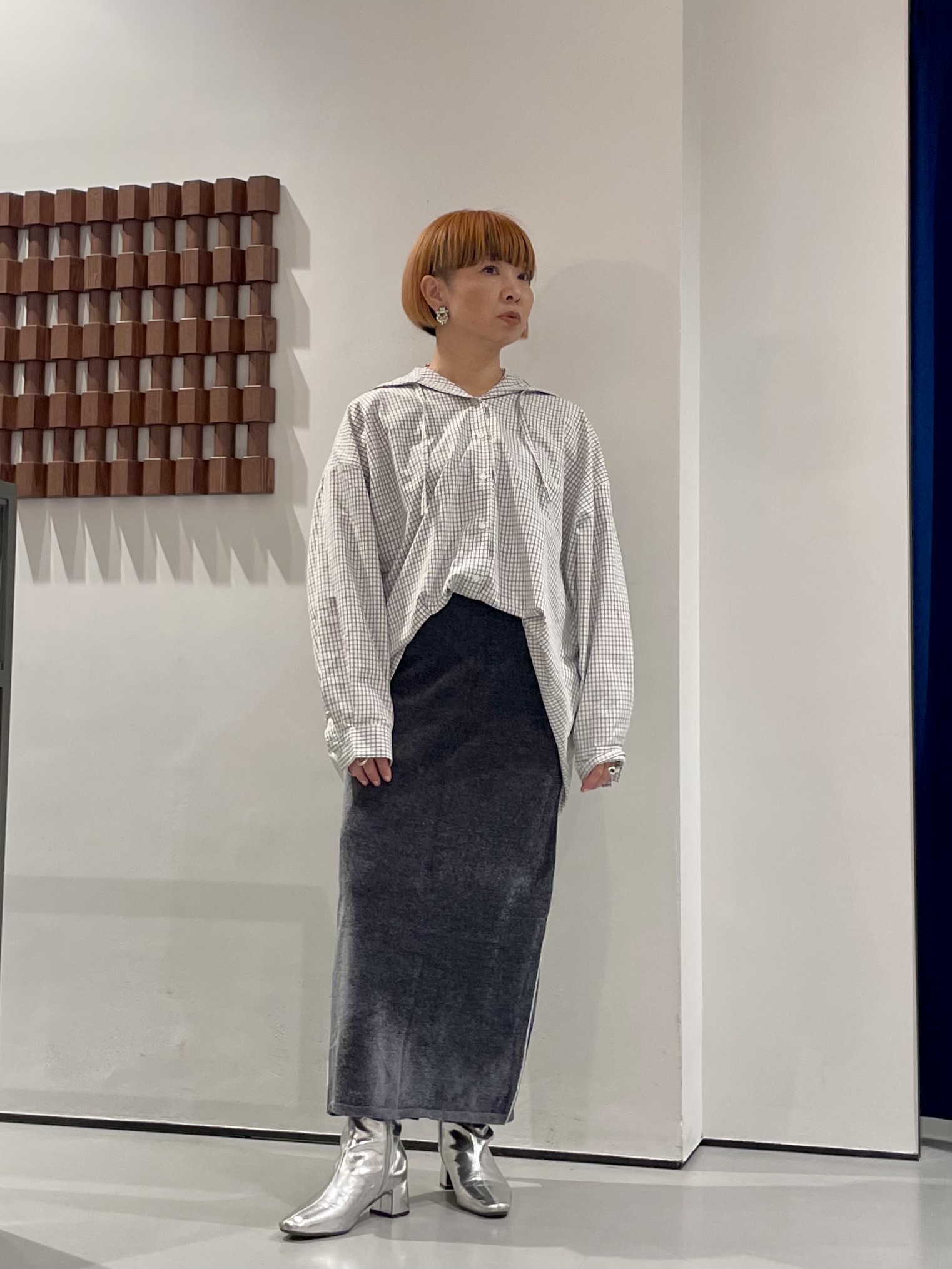KOUさんの「INDIVI｜チェックフーディオーバーシャツ」を使ったコーディネート