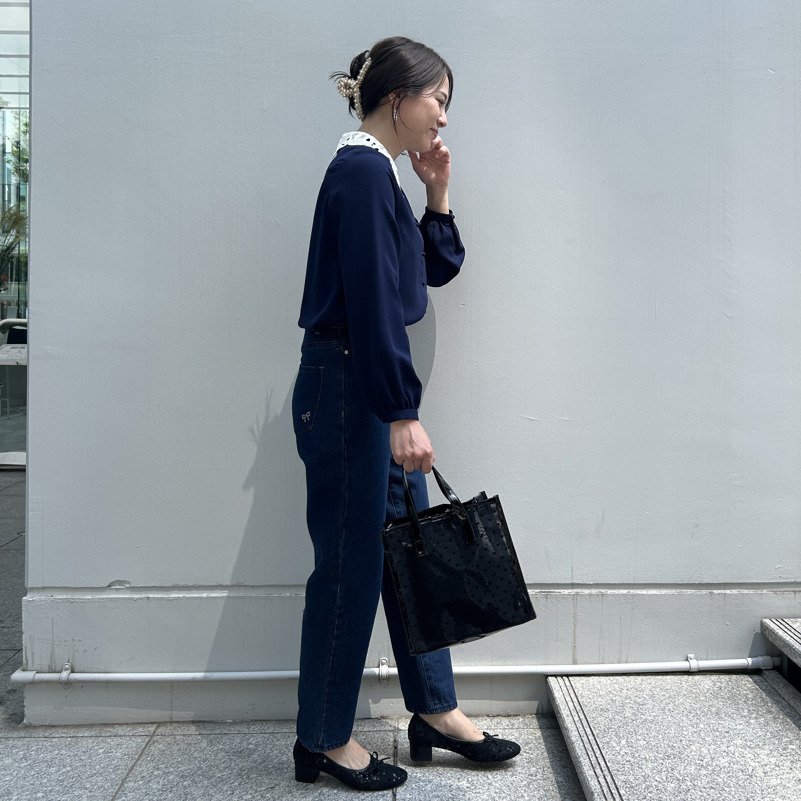 shinoさんの「Couture brooch｜ハート柄クリアトートバッグ」を使ったコーディネート