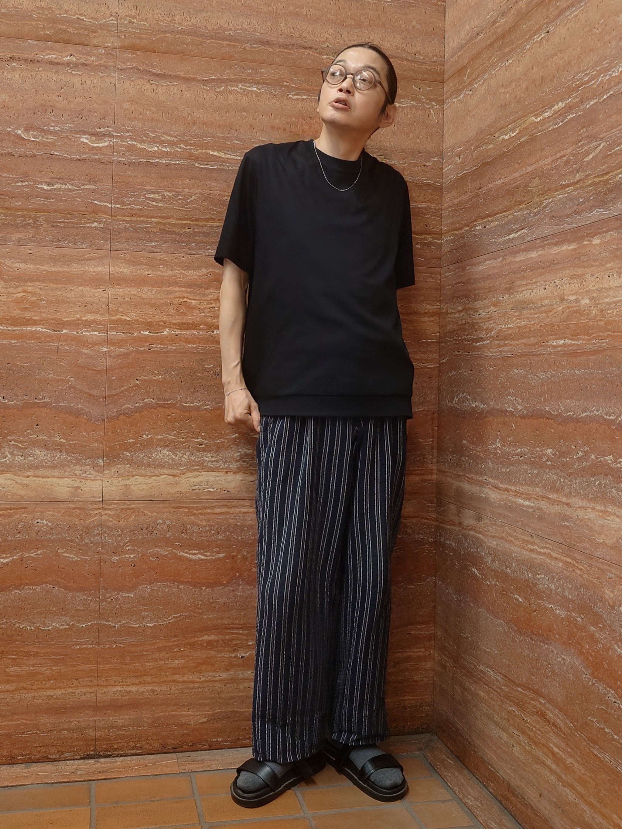 かしげるさんの「TAKEO KIKUCHI｜【接触冷感】アイスクリアコットン Tシャツ」を使ったコーディネート