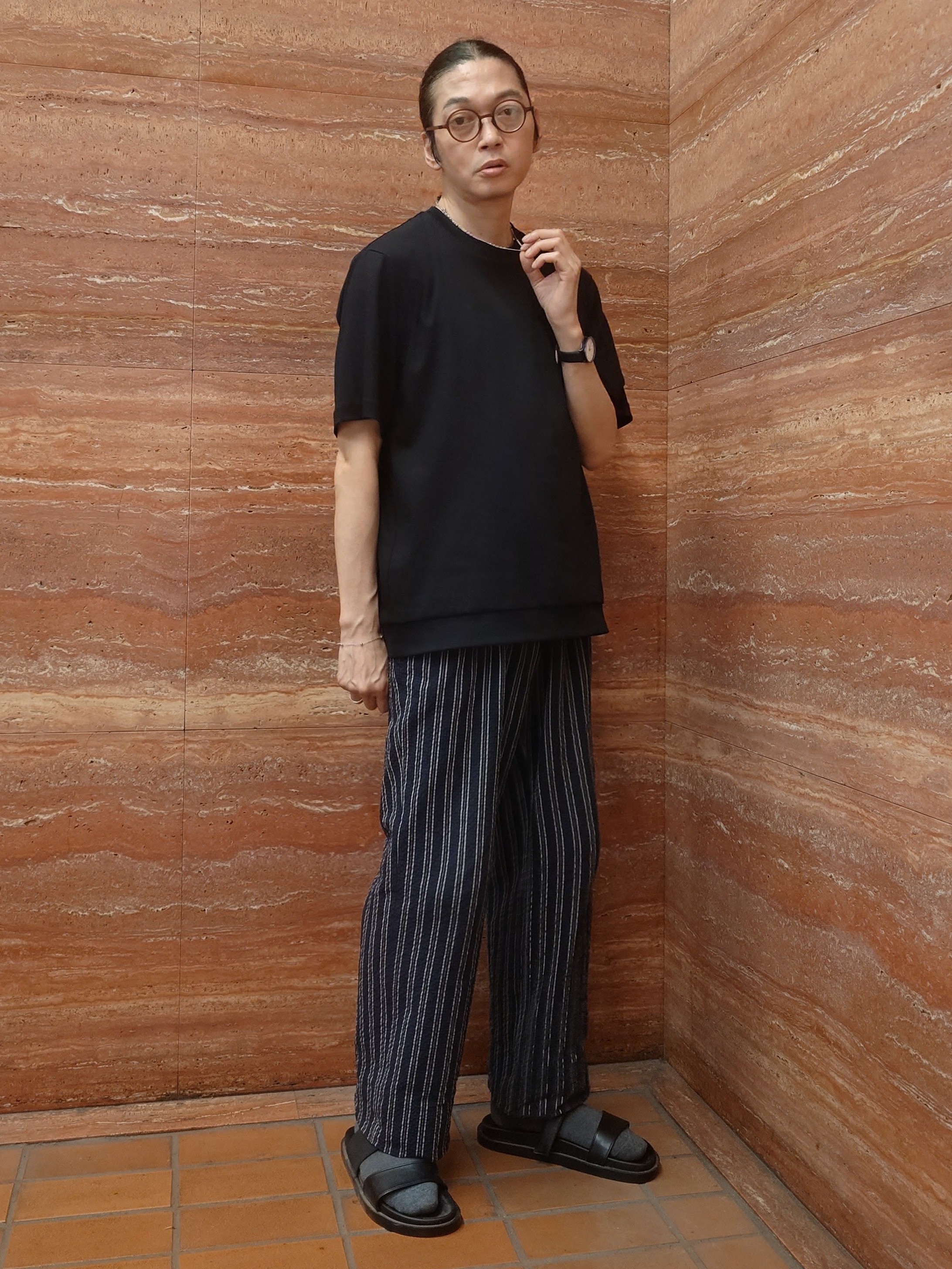 かしげるさんの「TAKEO KIKUCHI｜【接触冷感】アイスクリアコットン Tシャツ」を使ったコーディネート