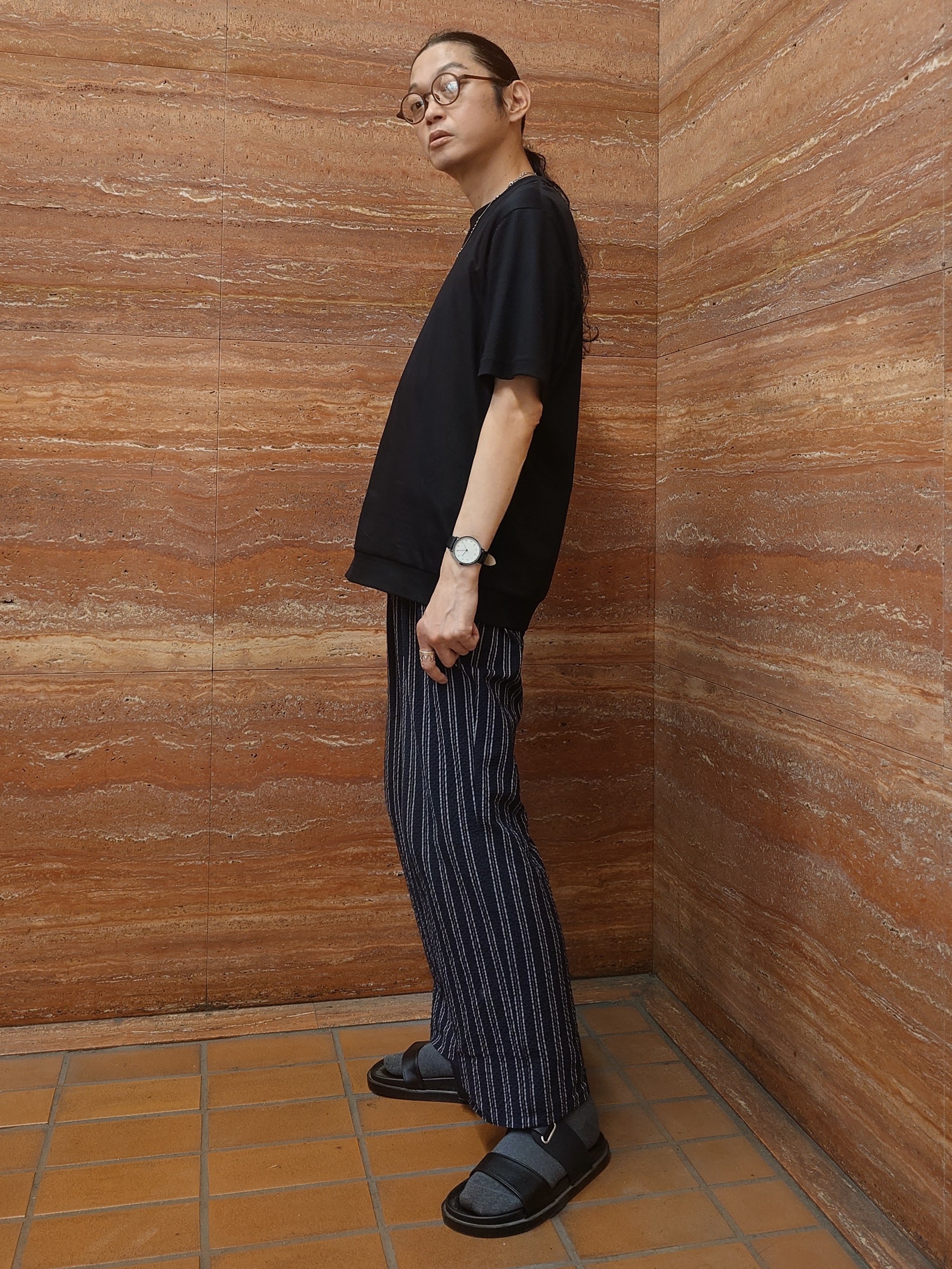 かしげるさんの「TAKEO KIKUCHI｜【接触冷感】アイスクリアコットン Tシャツ」を使ったコーディネート