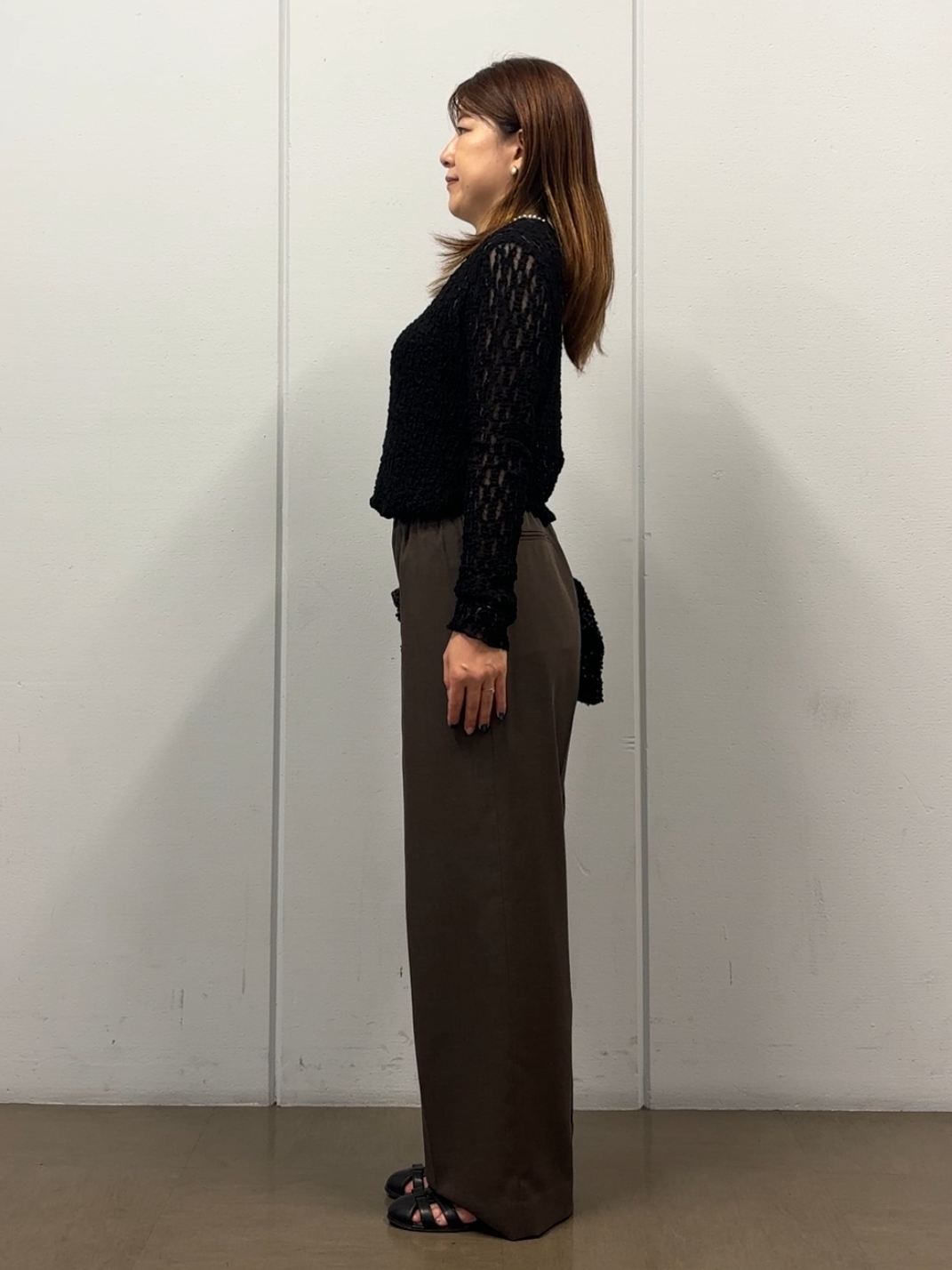 SaKiさんの「UNTITLED｜【セットアップ可/ウエストゴム】メランジツイルワイドパンツ」を使ったコーディネート