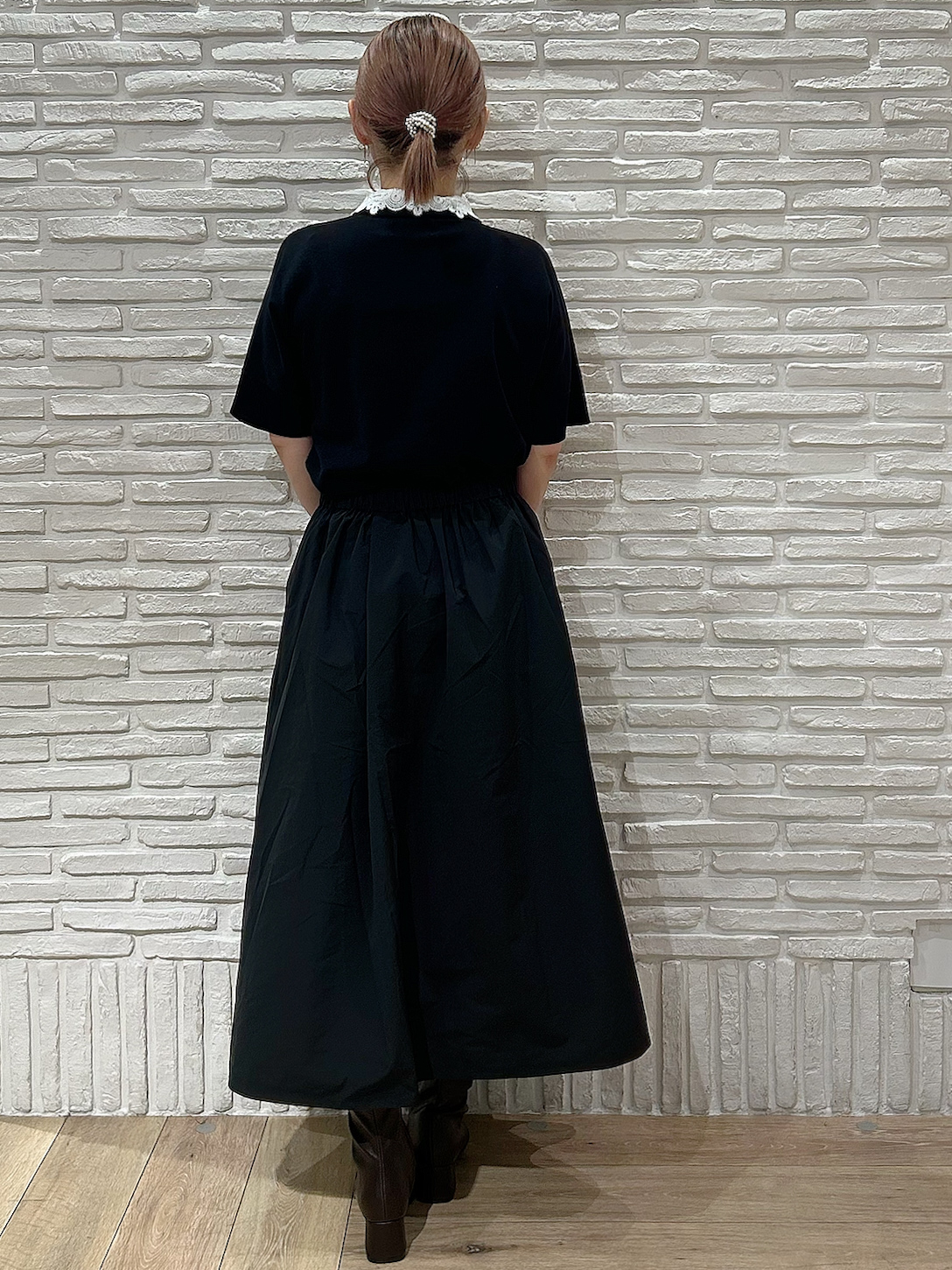 YOSHIMIさんの「index｜2WAY衿ドッキングニット《洗濯機OK》」を使ったコーディネート