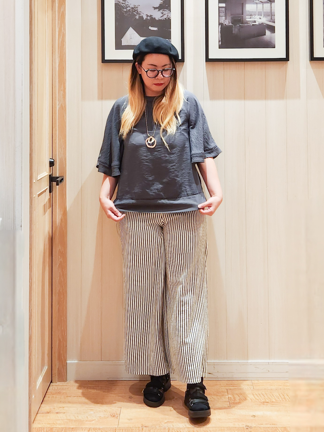 れーやんさんの「SHOO･LA･RUE｜【ひんやり/S-LL/体型カバー】はしごレースが涼し気な スラブポンチョ風ブラウス」を使ったコーディネート