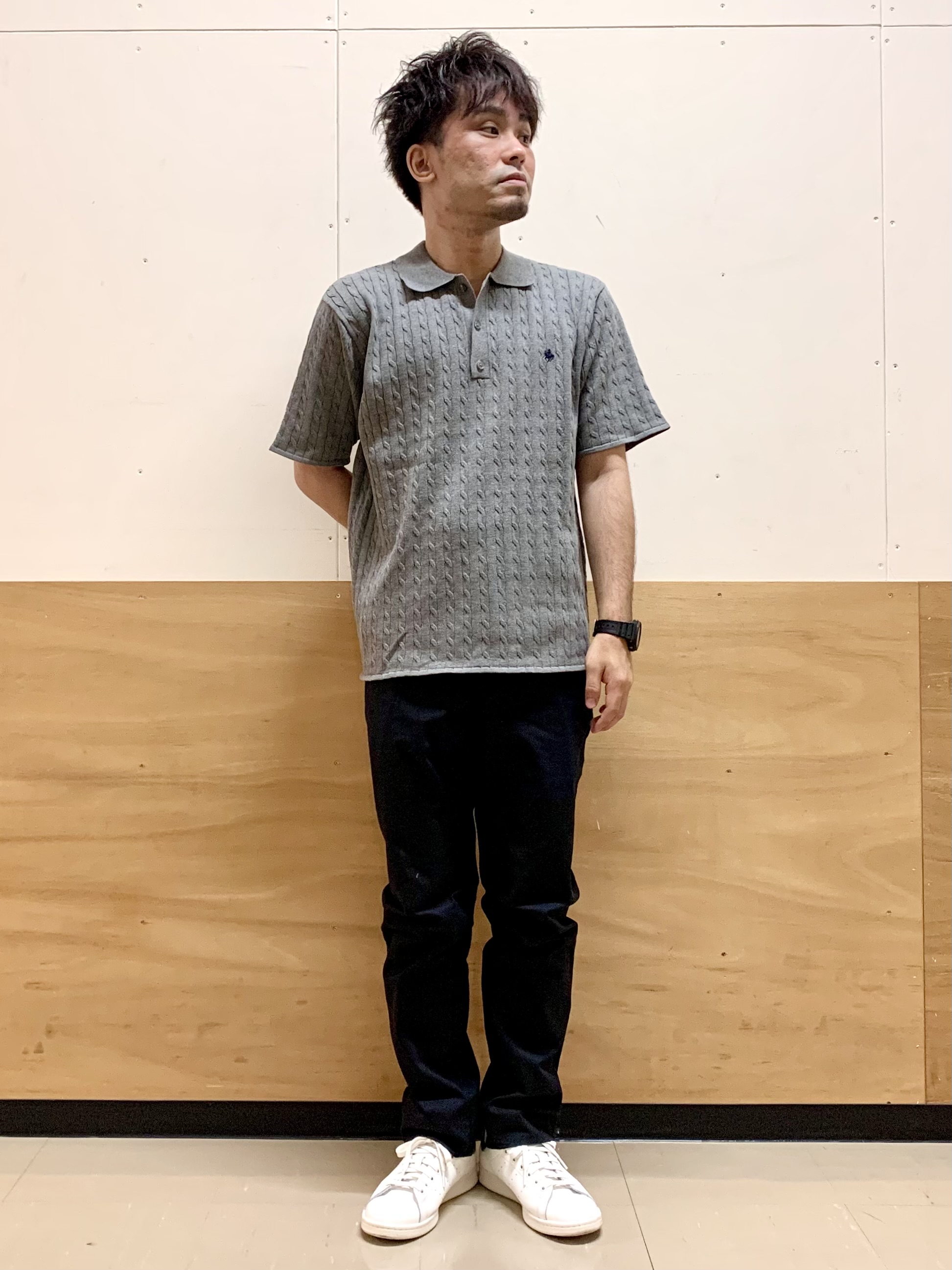MATUさんの「THE SHOP TK｜POLO BCS/ケーブルニットポロ」を使ったコーディネート